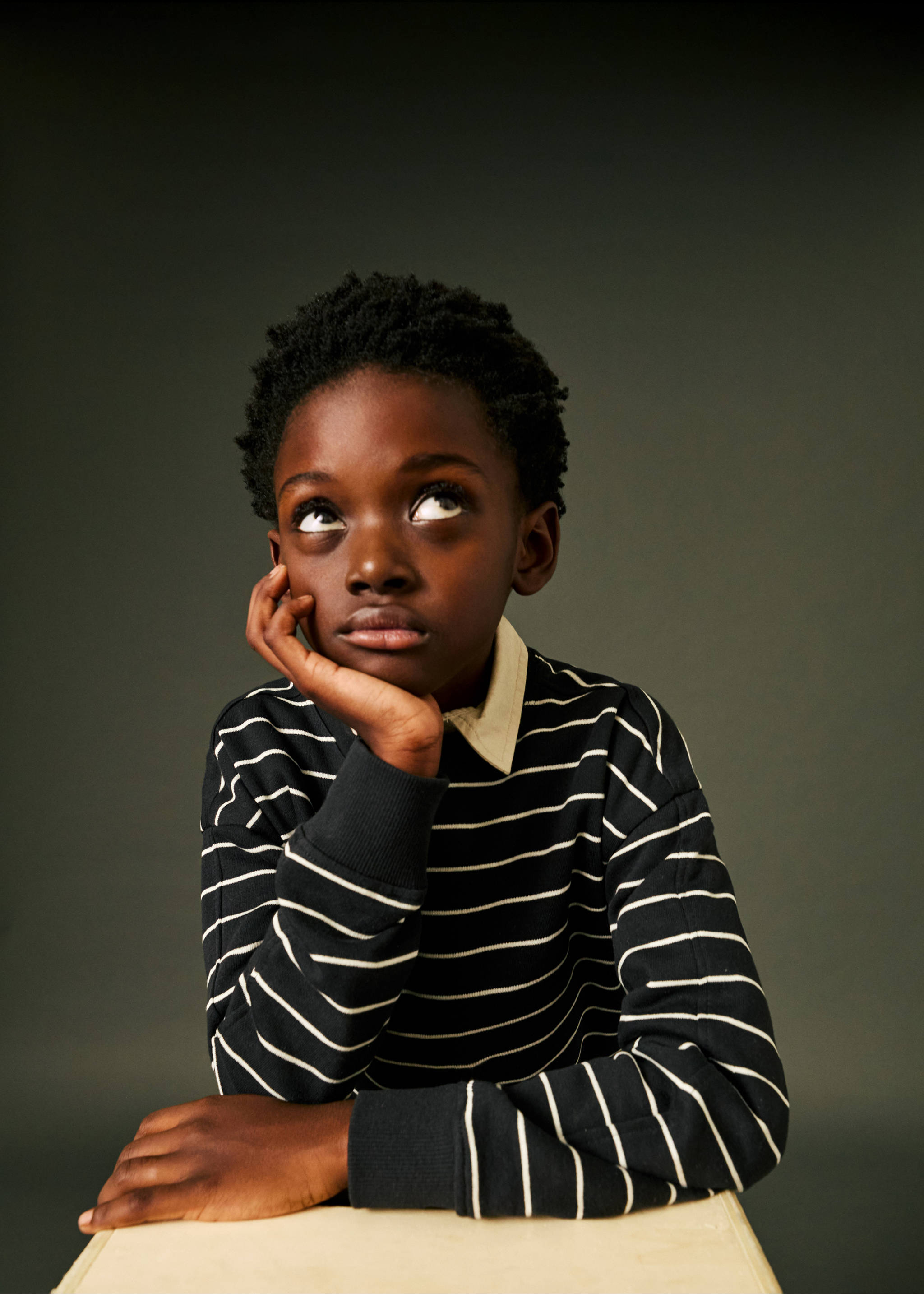 Striped cotton-blend sweatshirt - Details of the article 5, Black. Ref: 77046734-00.