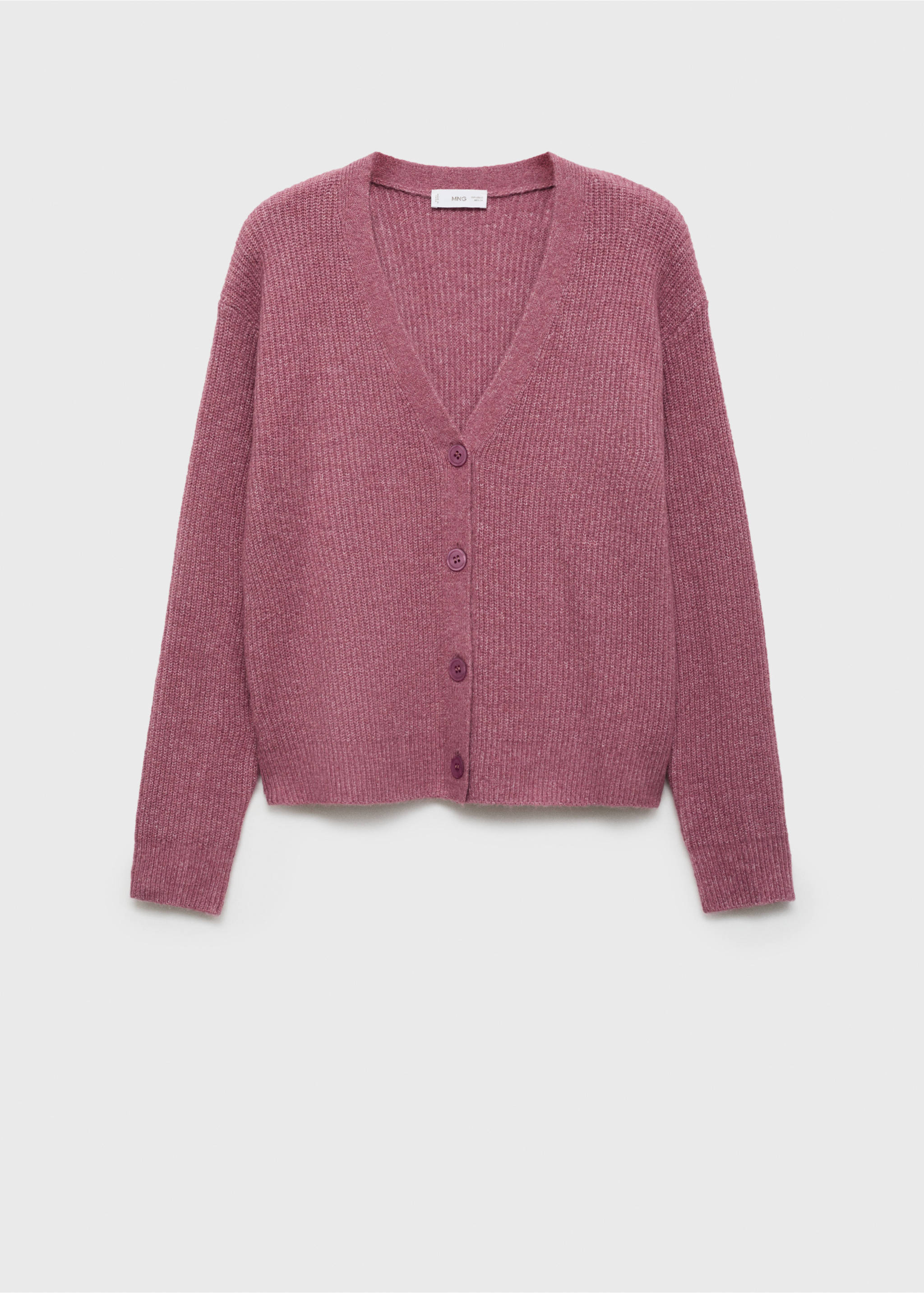 V-neck knitted cardigan - Article without model, Pastel Pink. Ref: 77046737-00.