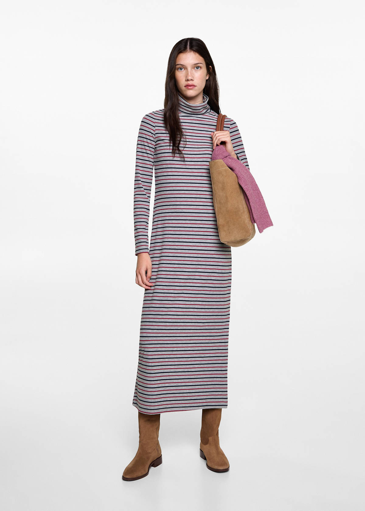 Striped turtleneck dress