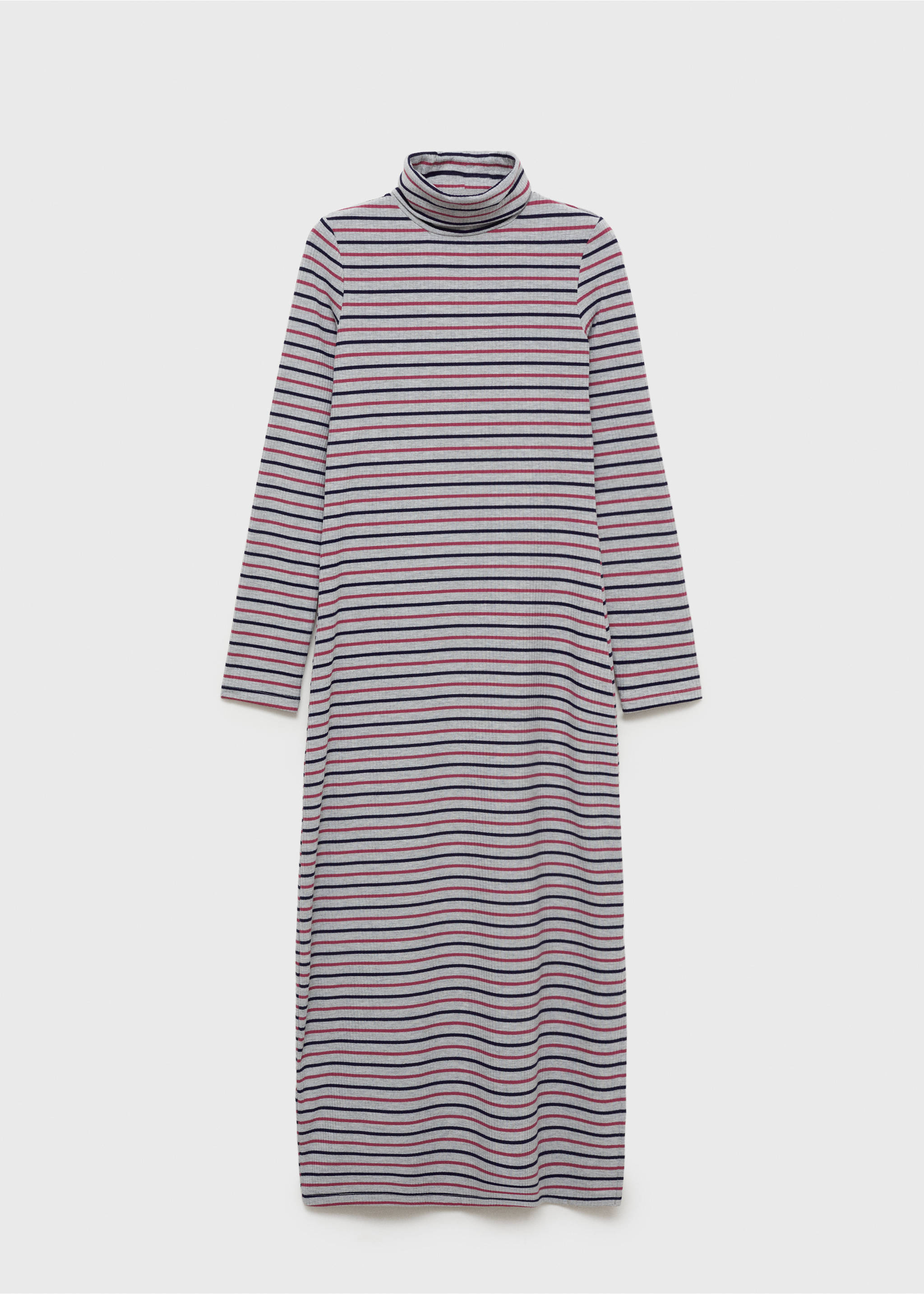Striped turtleneck dress - Article without model, Medium Heather Grey. Ref: 77046738-00.