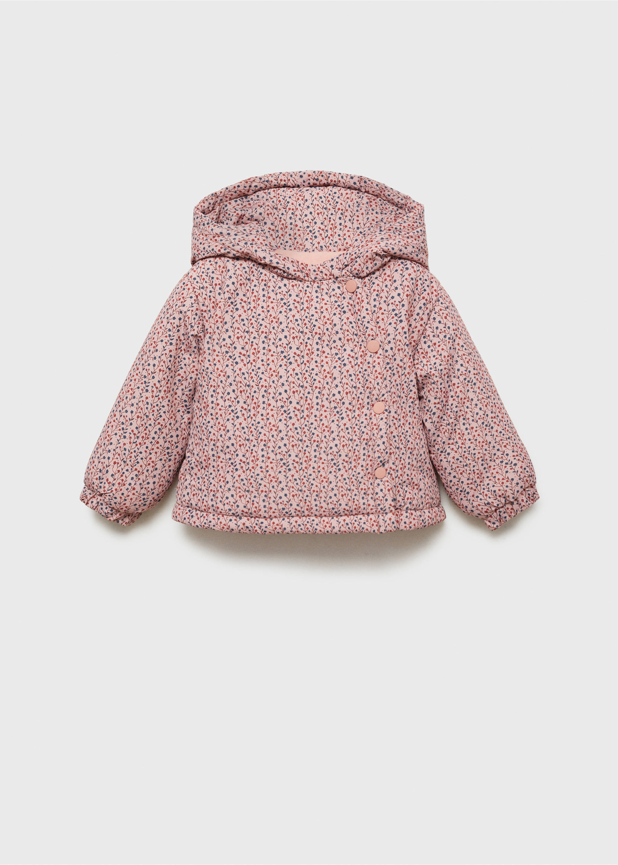 Flowers print quilted anorak - Article without model, Pink. Ref: 77046739-00.