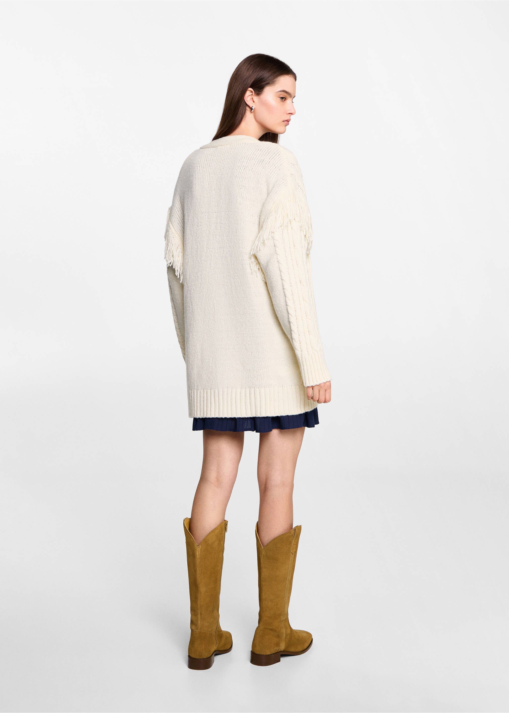 Càrdigan punt trenat serrells - Revers de l'article, Cru. Ref: 77046746-00.