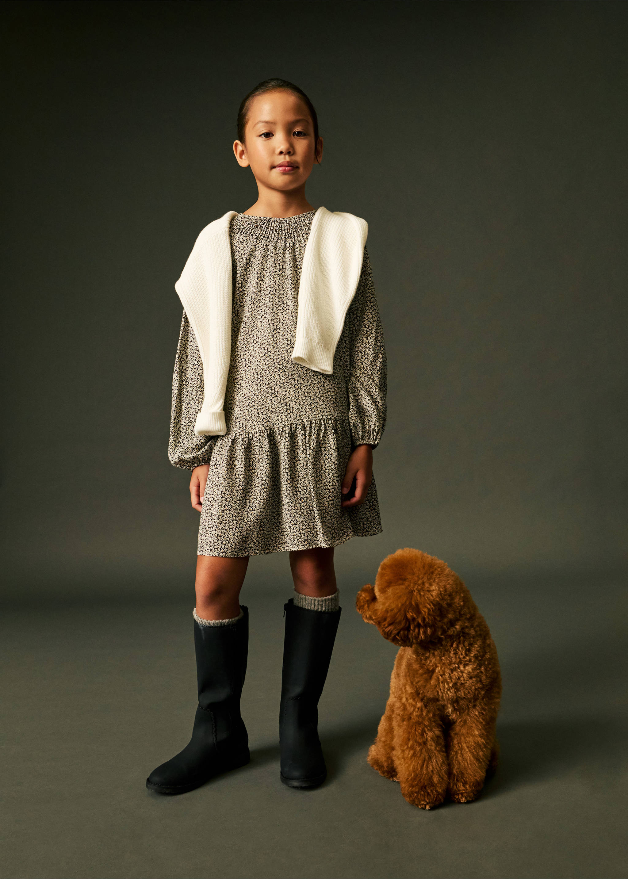 Floral print dress - Details of the article 5, Black. Ref: 77046752-00.