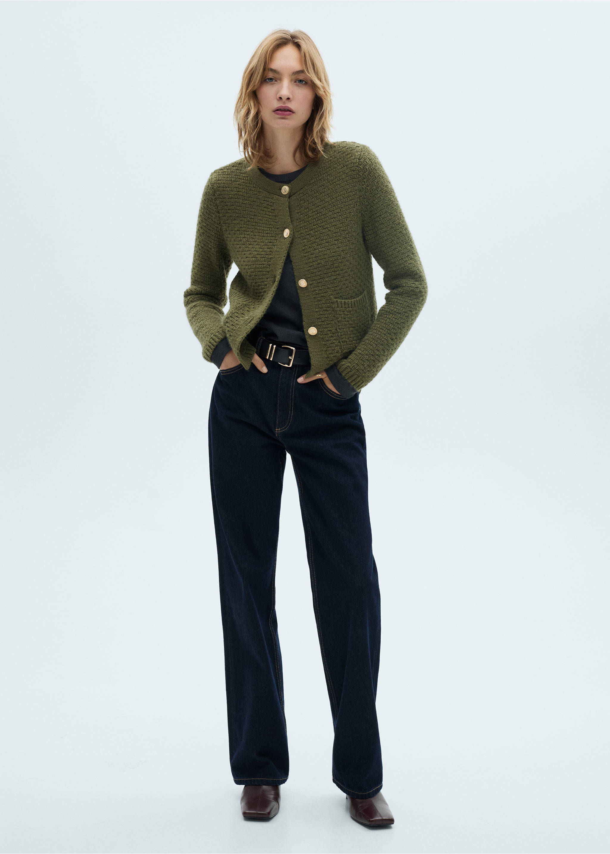 Button knit cardigan - General plane, Khaki. Ref: 77046763-00.