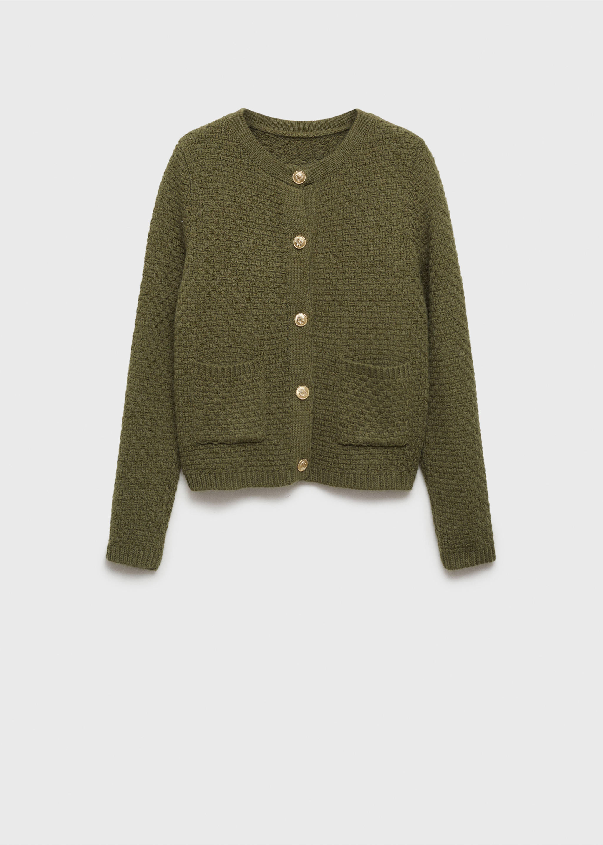 Button knit cardigan - Article without model, Khaki. Ref: 77046763-00.