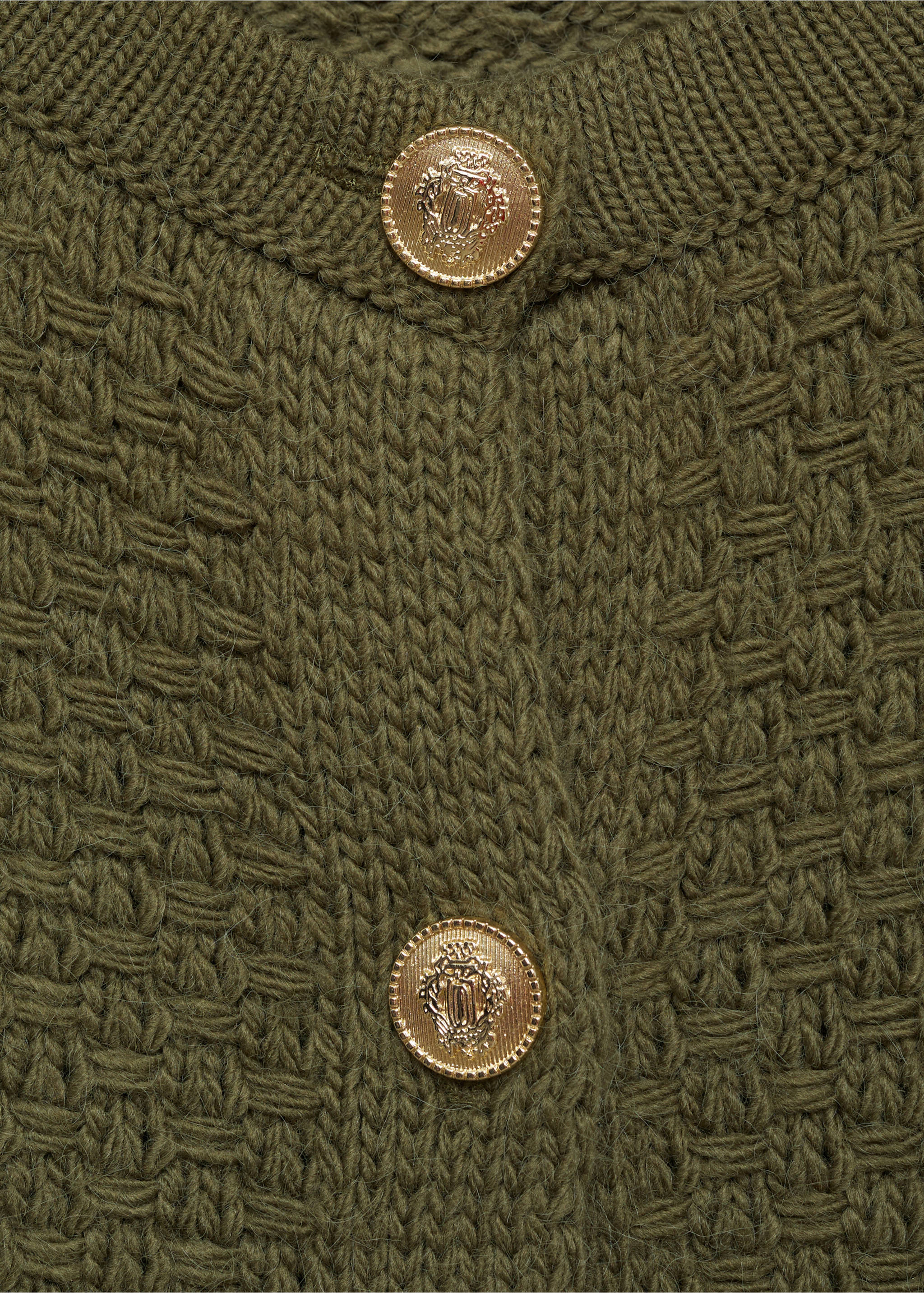 Button knit cardigan - Details of the article 8, Khaki. Ref: 77046763-00.