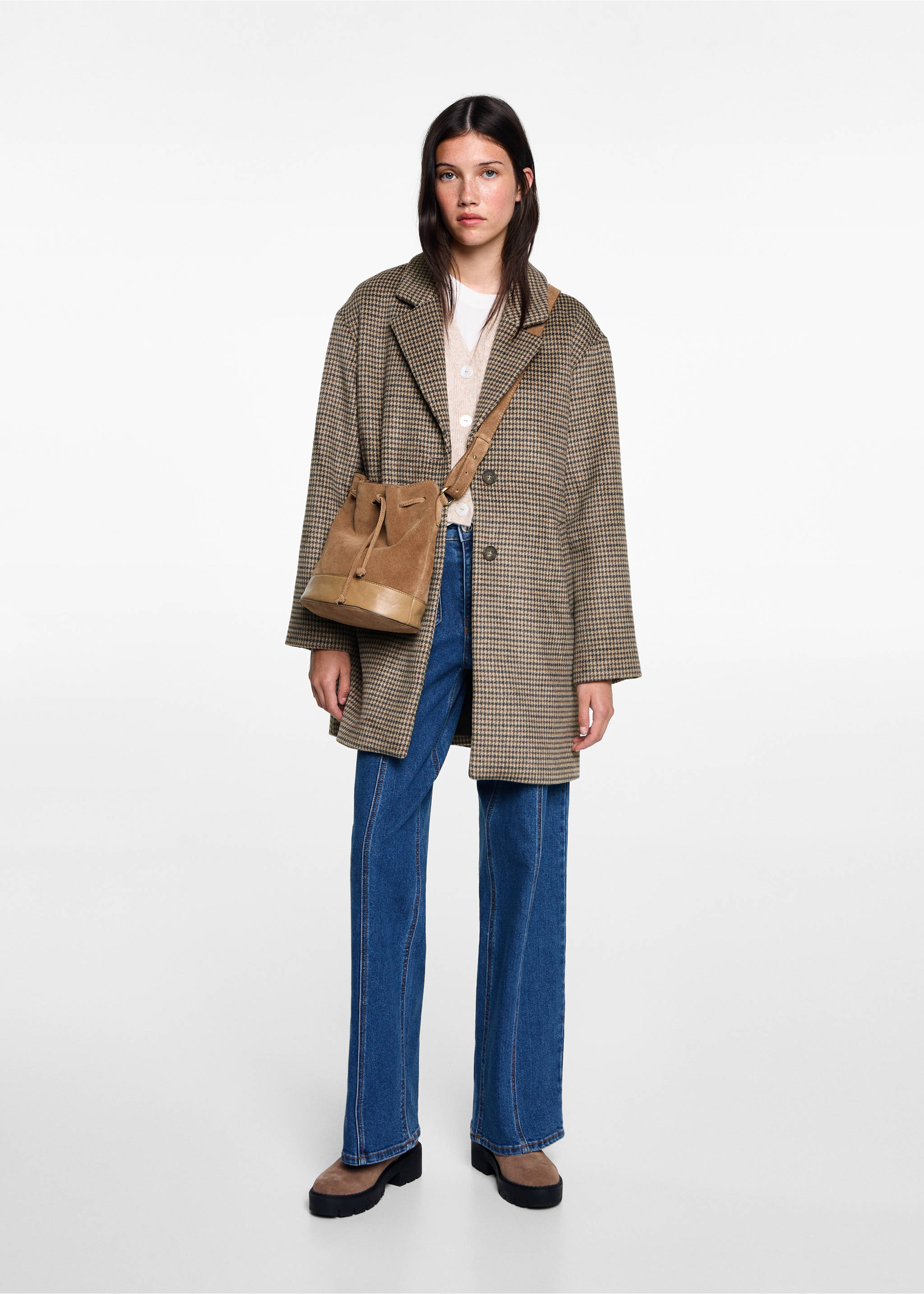 Houndstooth coat - General plane, Medium Brown. Ref: 77047112-00.