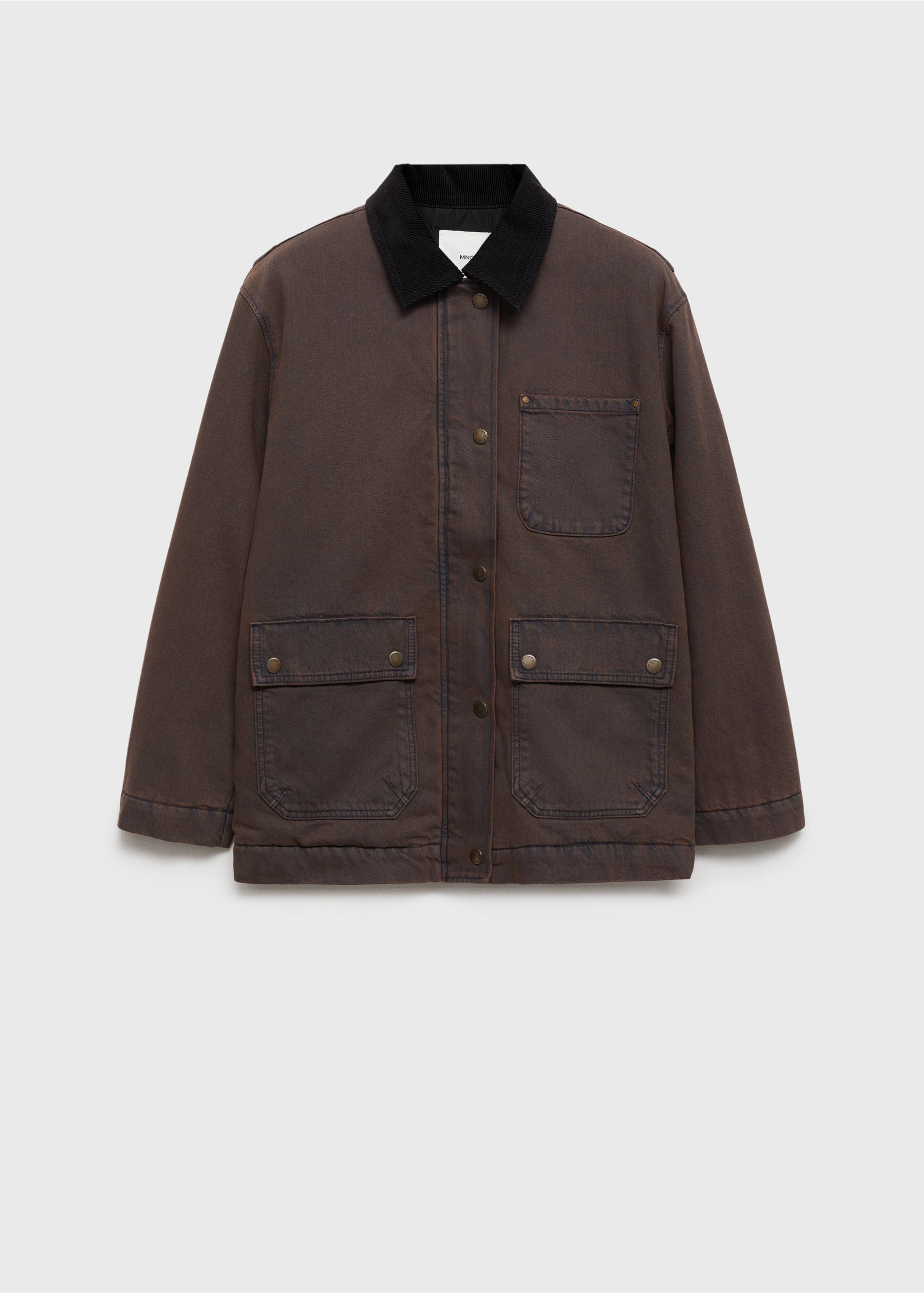 Denim parka with contrasting collar - Article without model, Wine. Ref: 77047116-00.