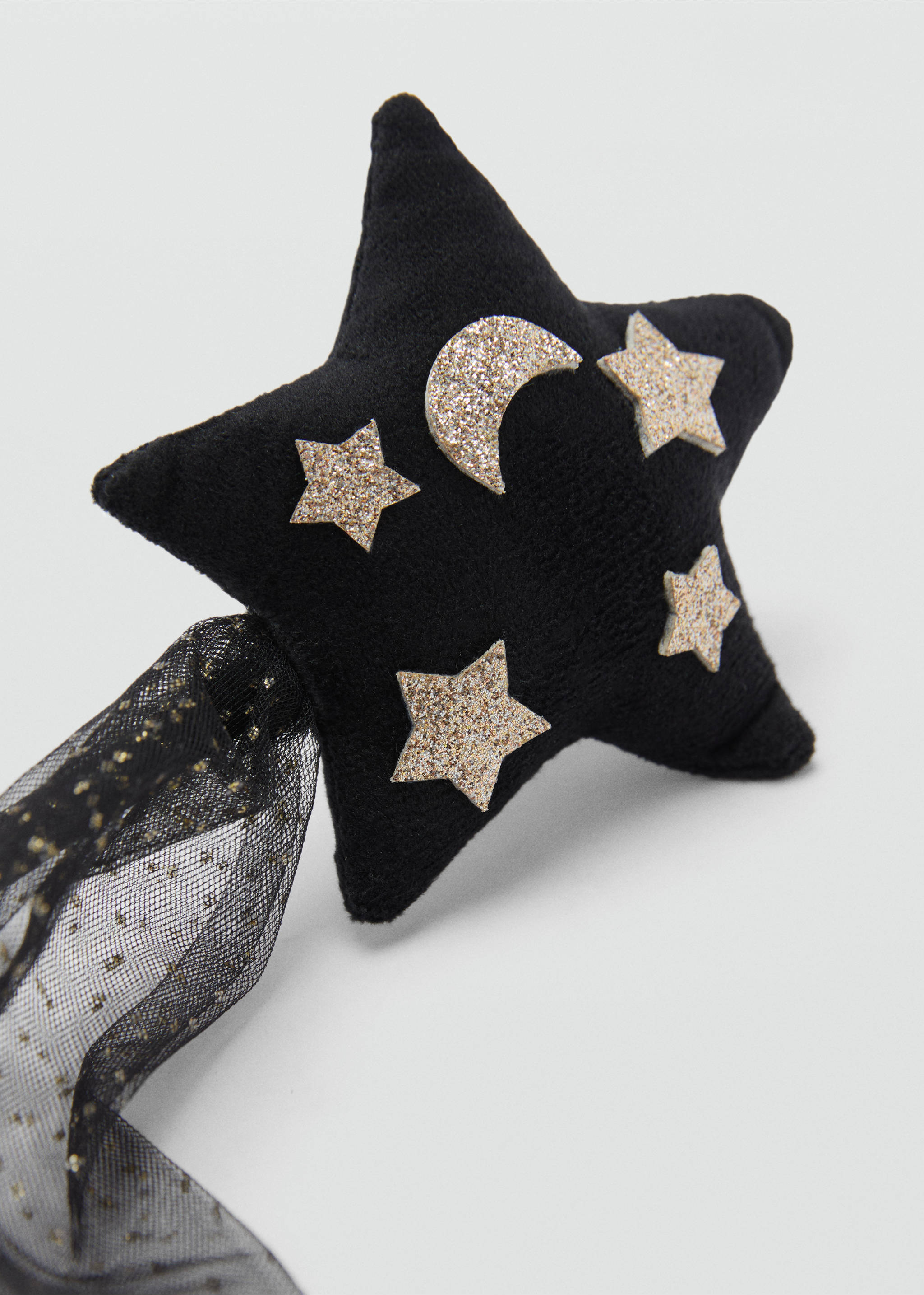 Zauberstab mit Glitterstern und Tüll - Mittlere Ansicht, Schwarz. Ref: 77047121-00.