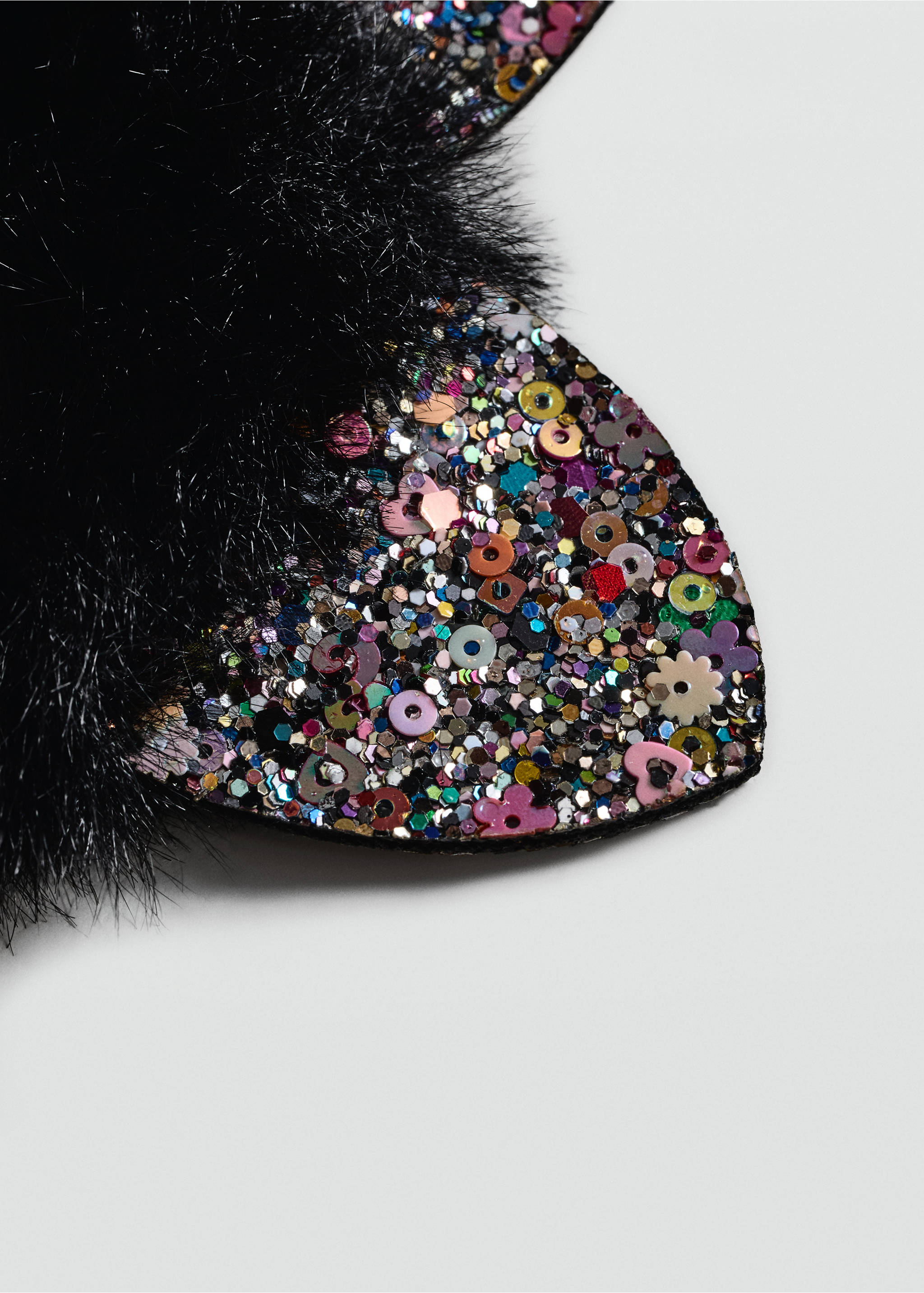 Hårsnodd öron glitter - Bild av mittparti, Svart. Ref: 77047122-00.