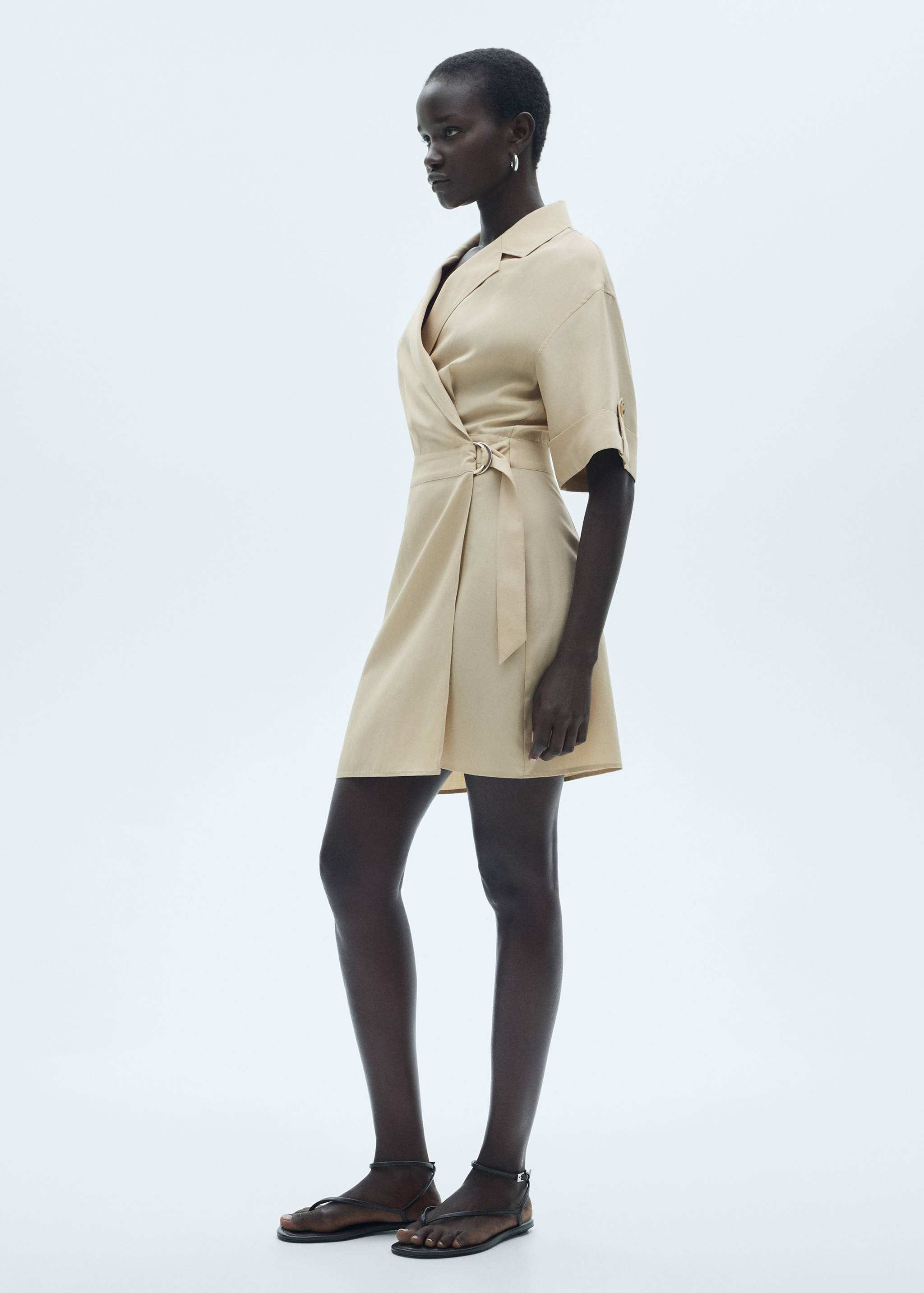 Šaty s páskem lyocell - Celkový náhled