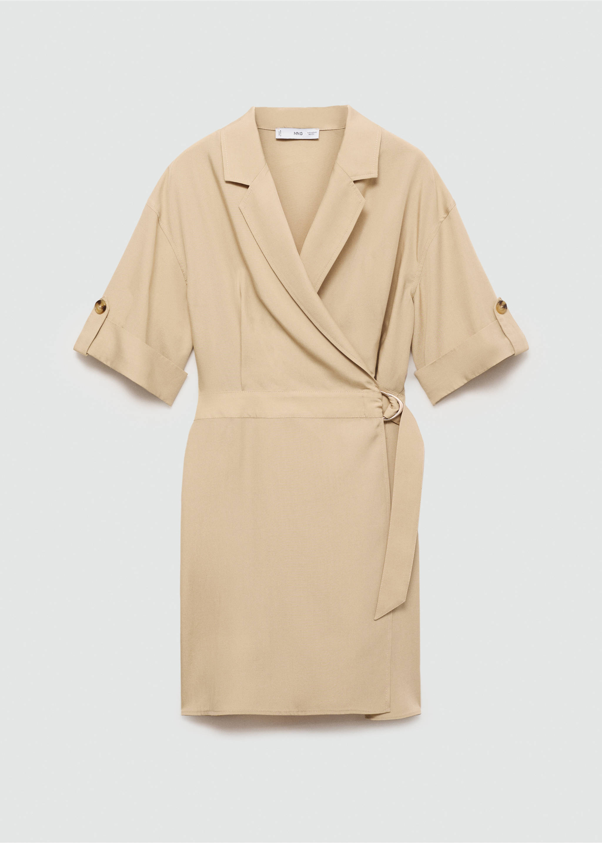 Lyocell dress with belt - Article without model, Beige. Ref: 77047647-00.