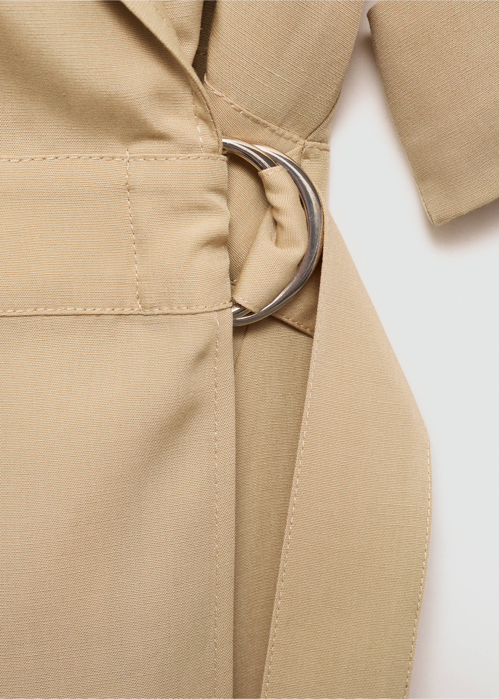 Lyocell dress with belt - Details of the article 8, Beige. Ref: 77047647-00.