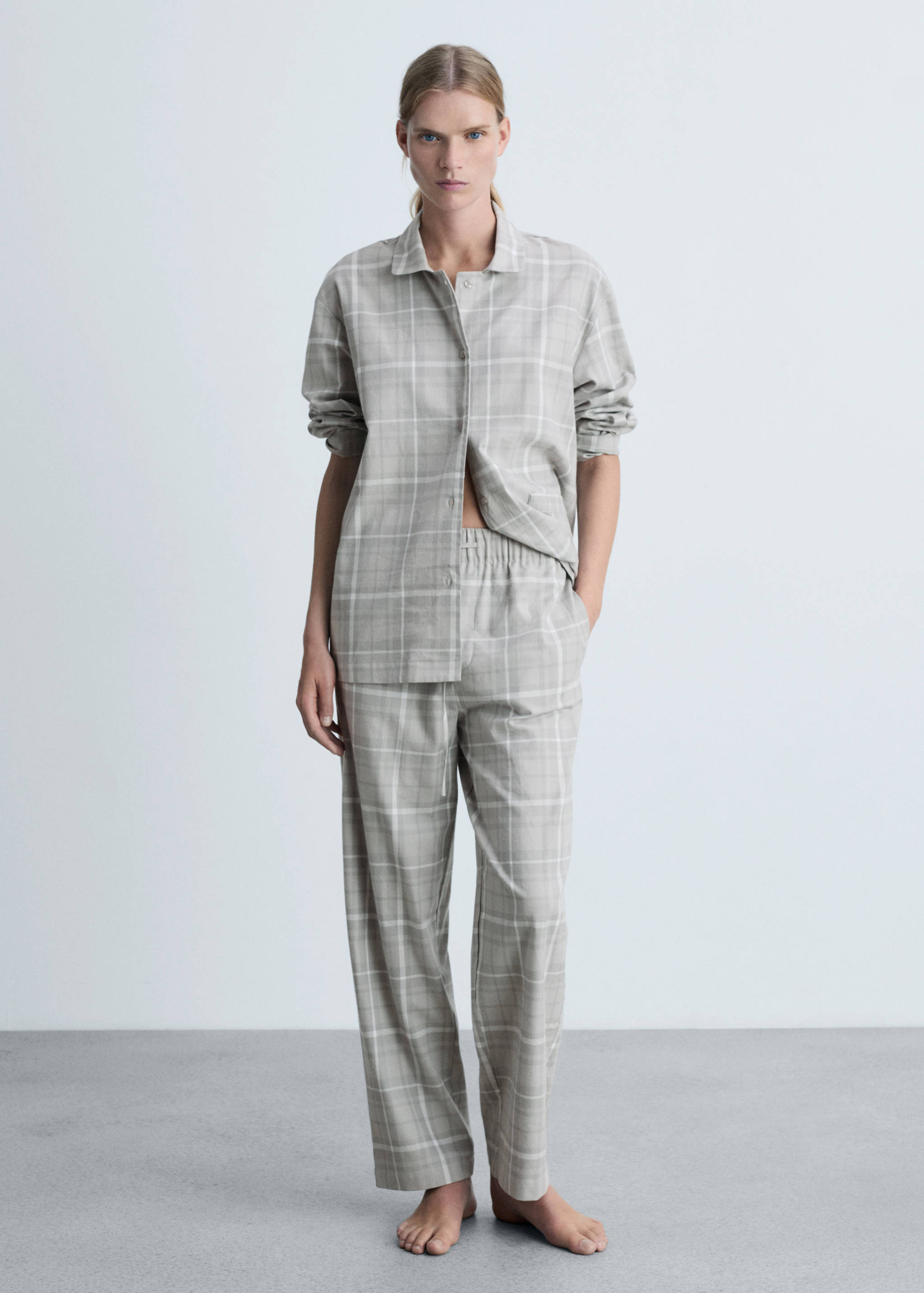 Pantalon pyjama flanelle carreaux - Plan général