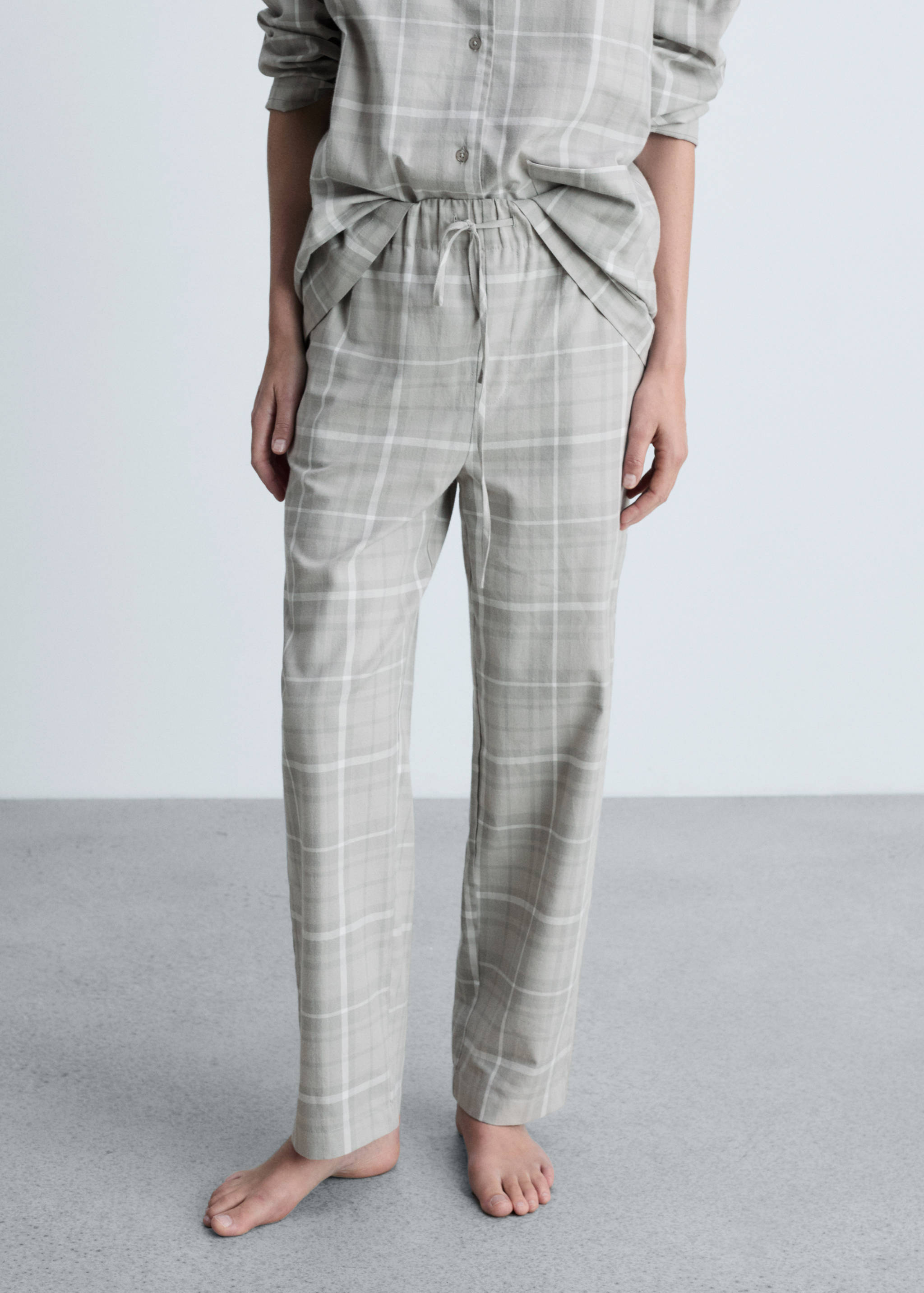Pantalon pyjama flanelle carreaux - Plan moyen