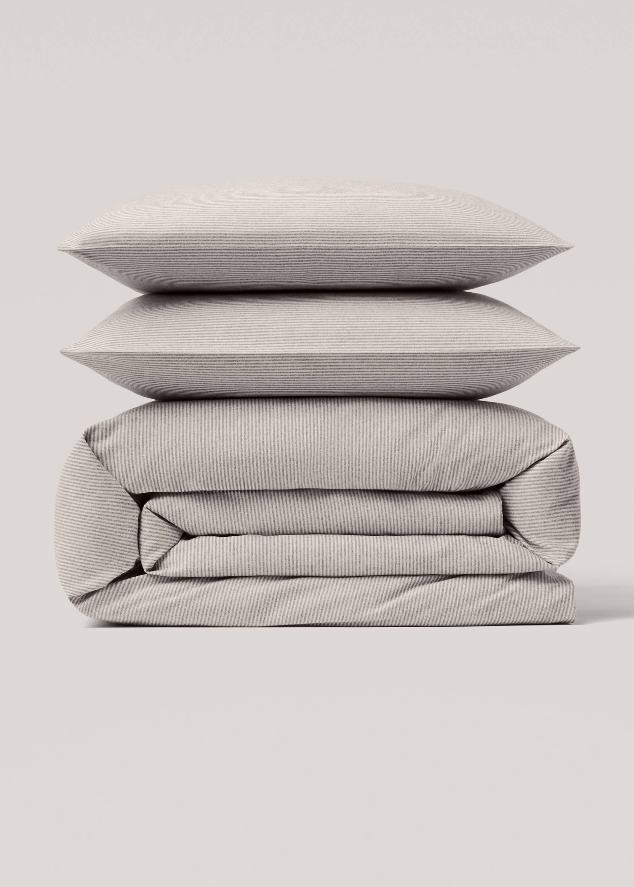 Gestreifter Bettbezug aus Baumwoll-Flanell für 150 cm Bett - Artikel ohne Model