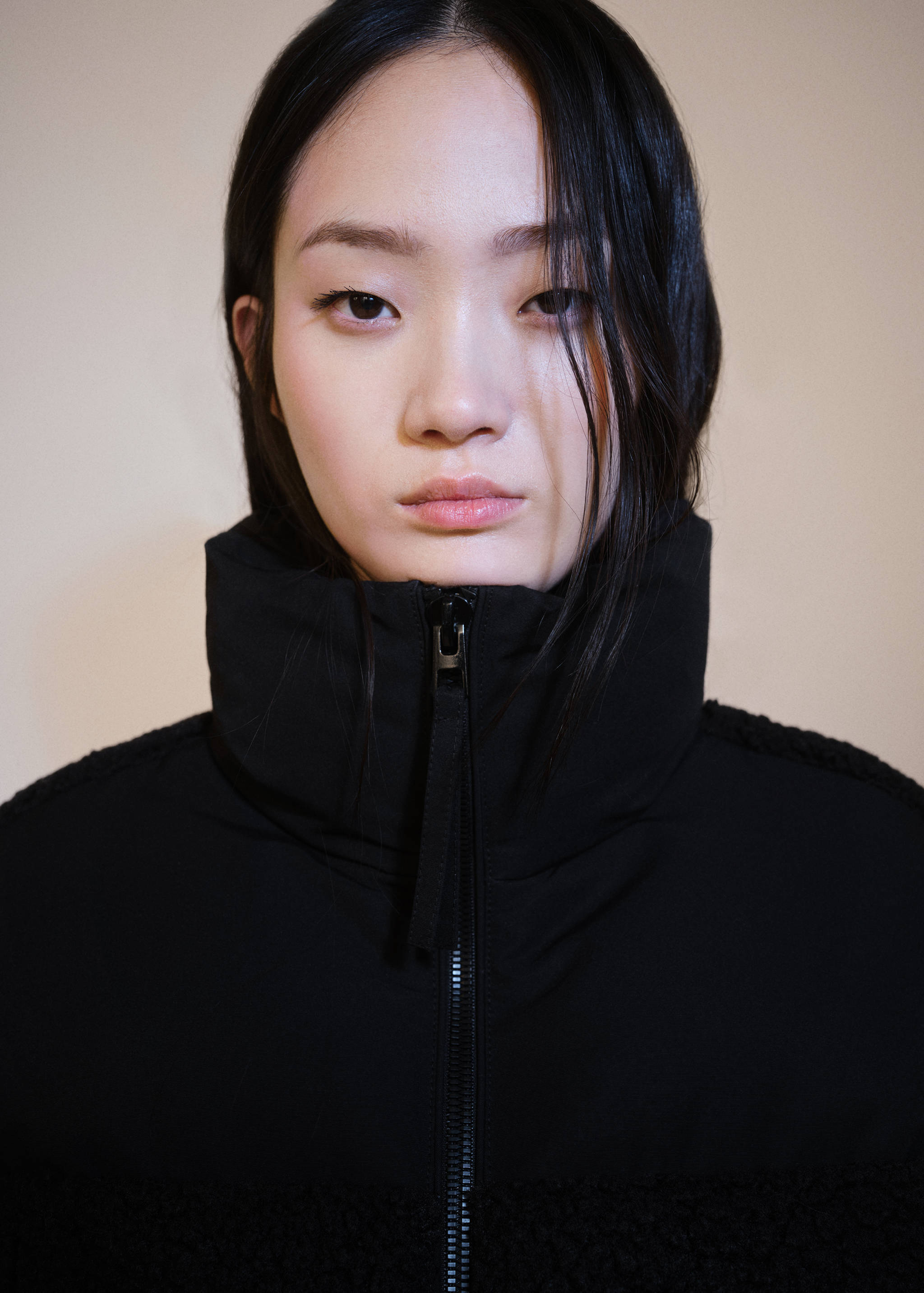 Padded anorak with bouclé panels - Details of the article 1