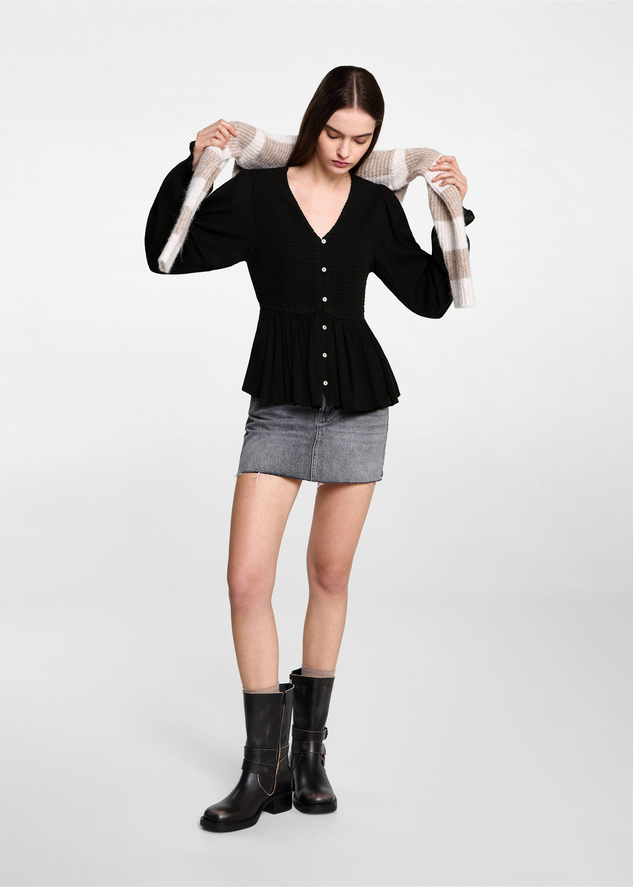 Ruched flowing blouse - General plane, Black. Ref: 77047672-00.