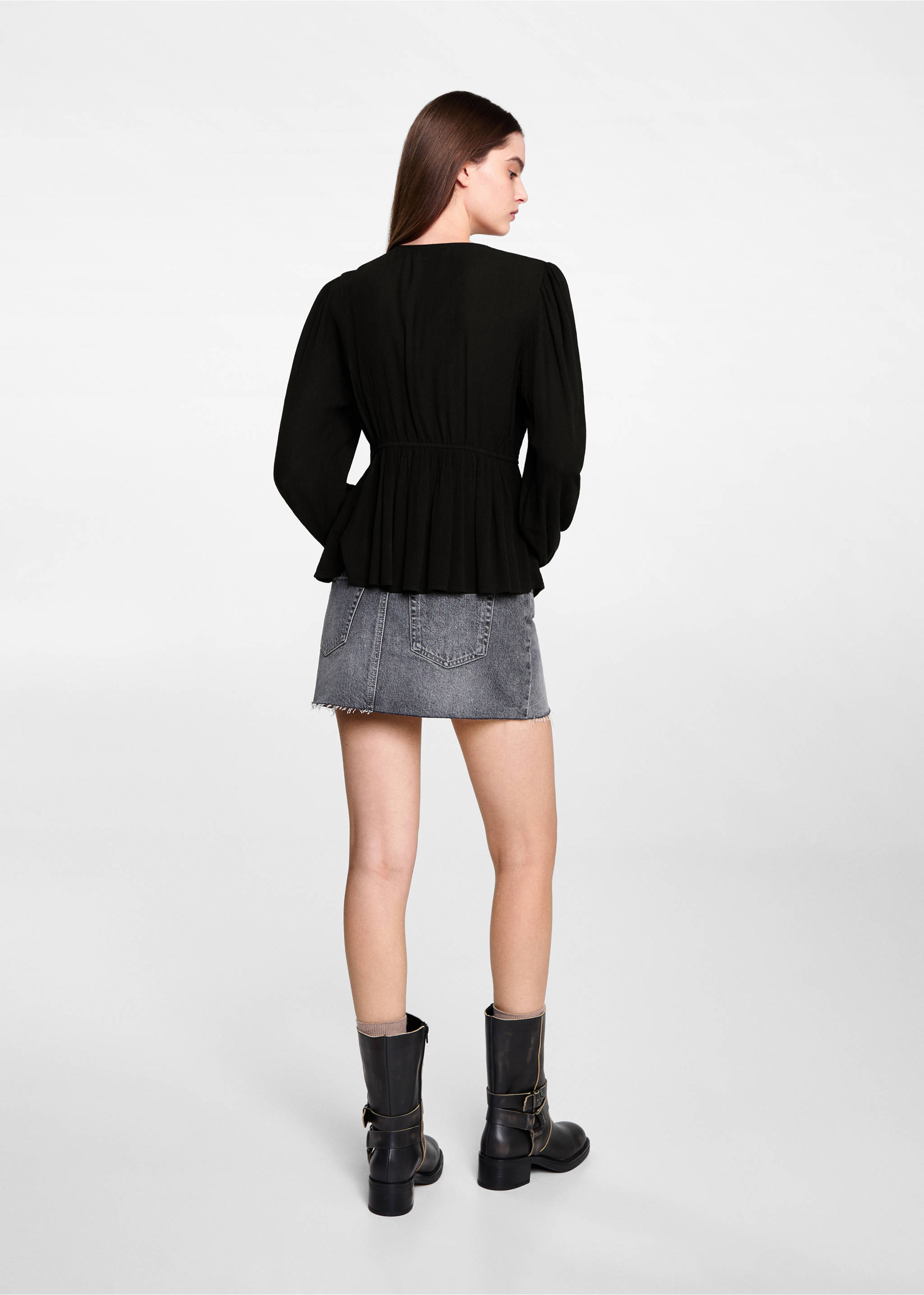 Ruched flowing blouse - Reverse of the article, Black. Ref: 77047672-00.