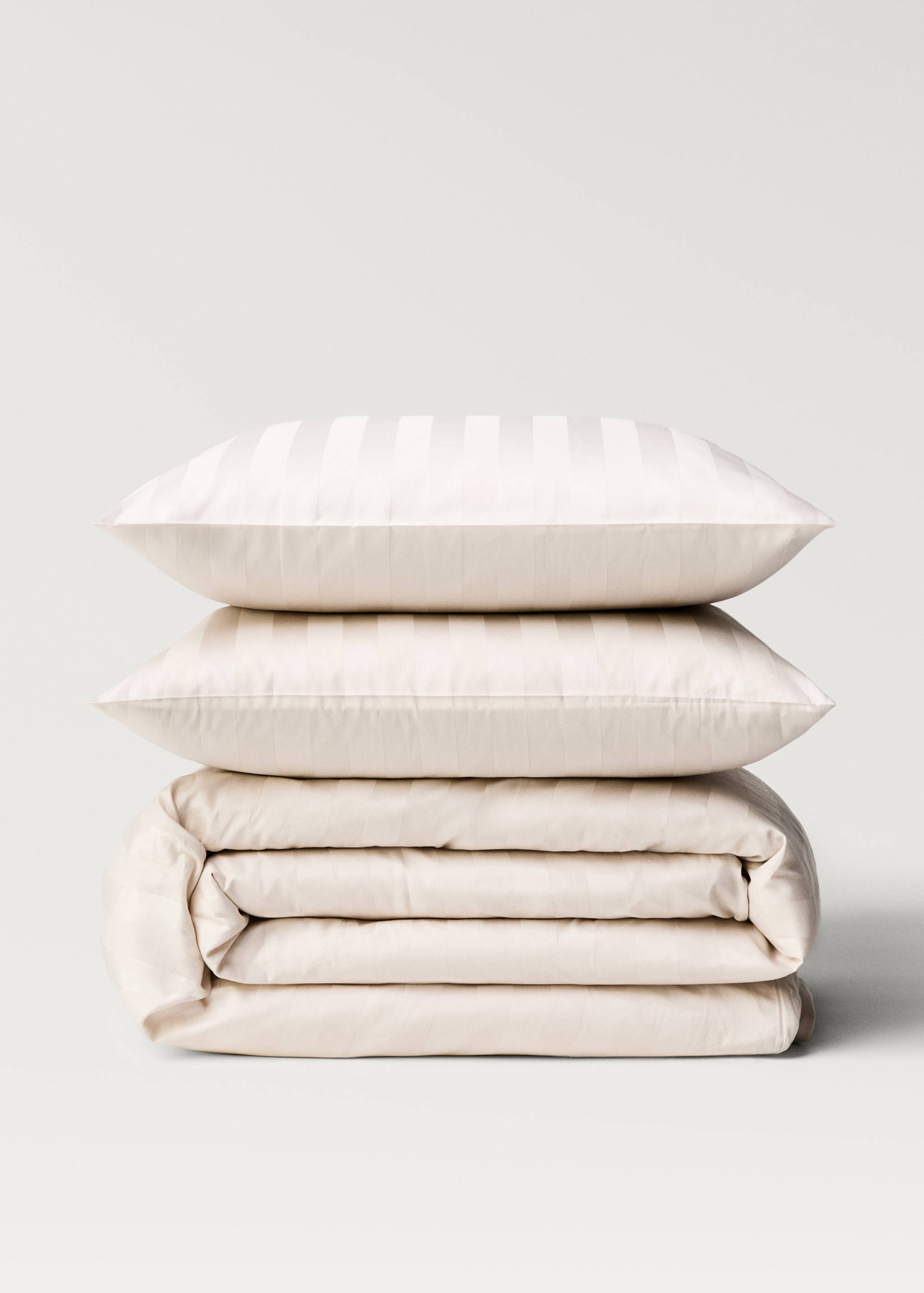 Bettbezug aus Baumwoll-Satin, gestreiftes Jacquardmuster, 135/140 cm Bett - Artikel ohne Model