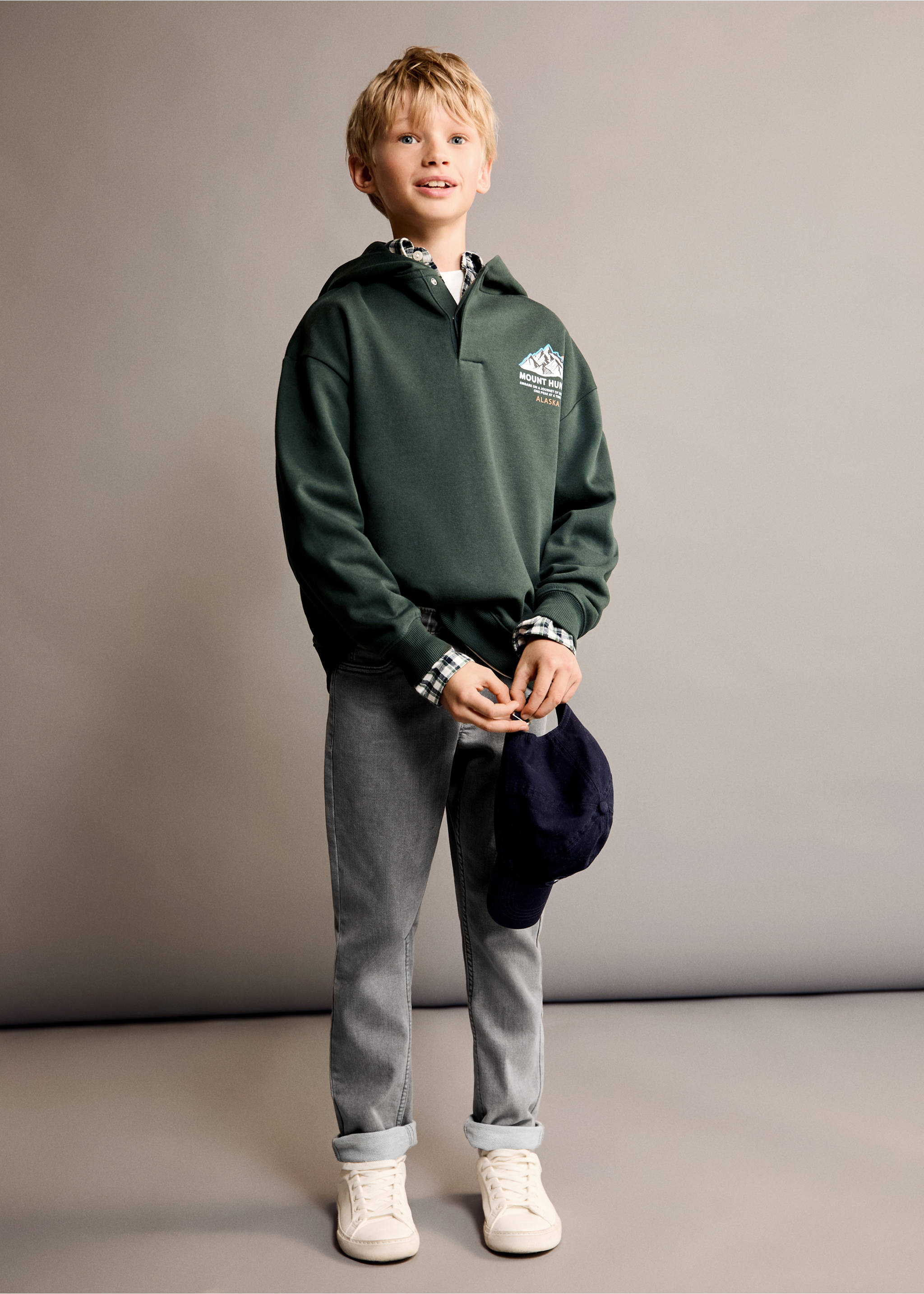 Polo-neck sweatshirt - General plane, Dark Green. Ref: 77047684-00.