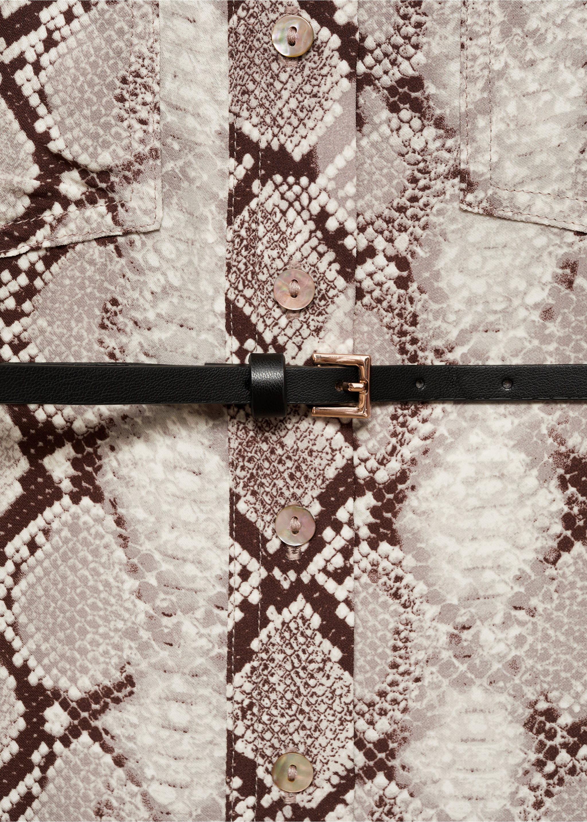 Robe chemisier en imprimé serpent - Détail de l'article 0, Marron. Ref: 77047686-00.