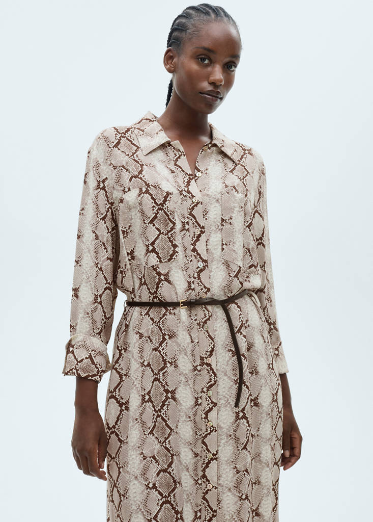 snake print midi shirt dress Topshop Long Sleeve Snake Print Shirt Midi Dress - Teal Black - size 6