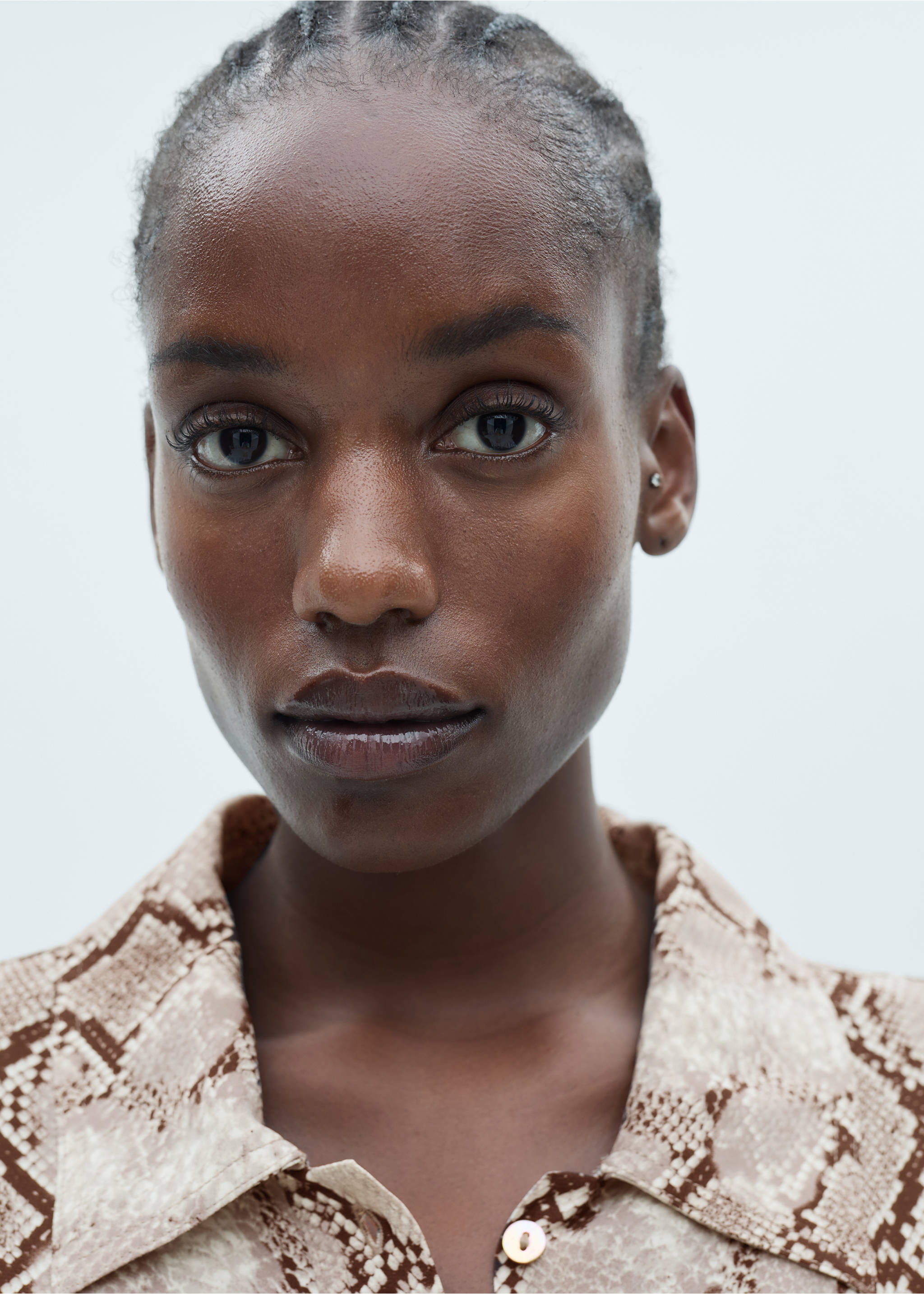 Robe chemisier en imprimé serpent - Détail de l'article 4, Marron. Ref: 77047686-00.