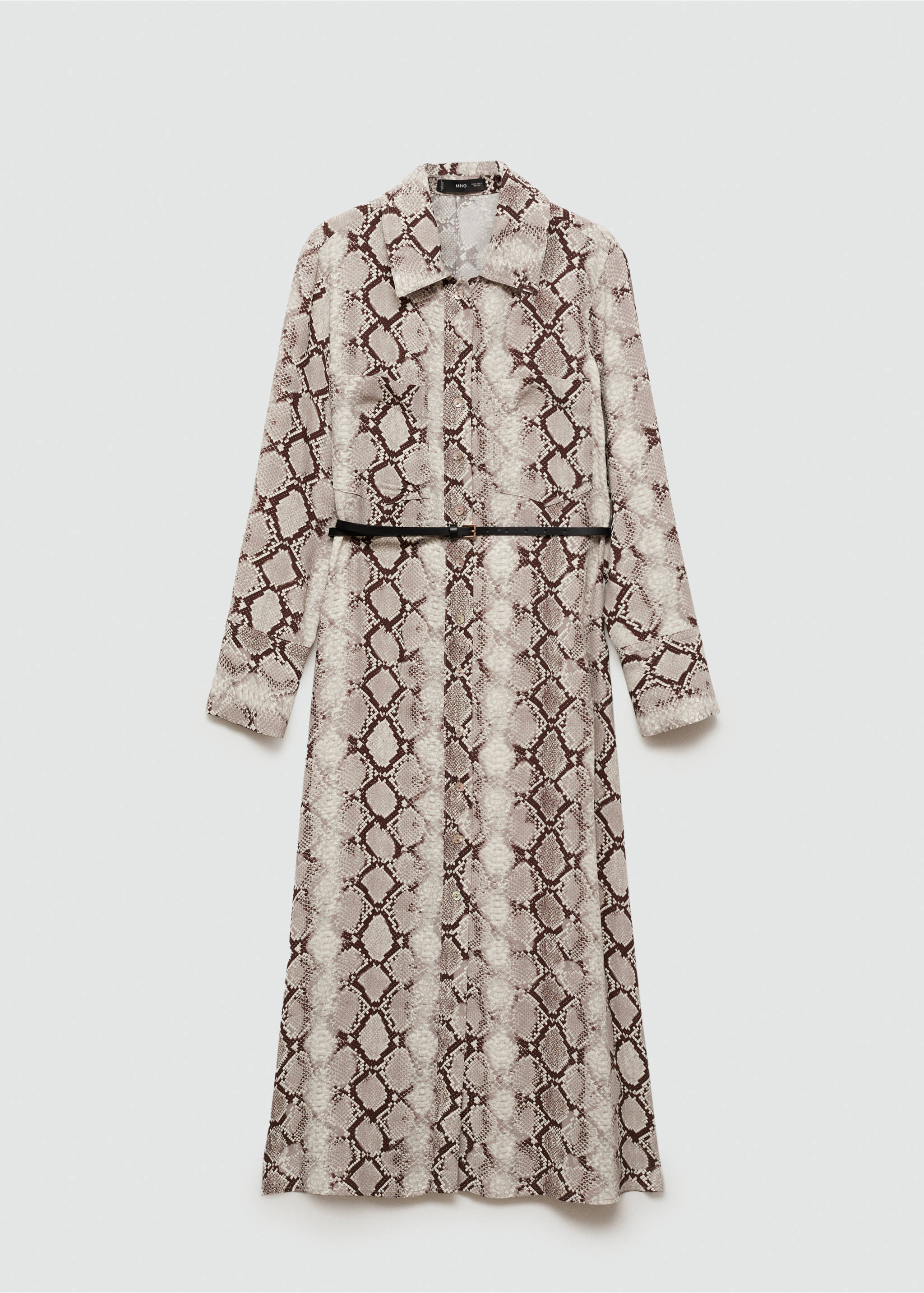 Snake print shirt dress - Article without model, Brown. Ref: 77047686-00.