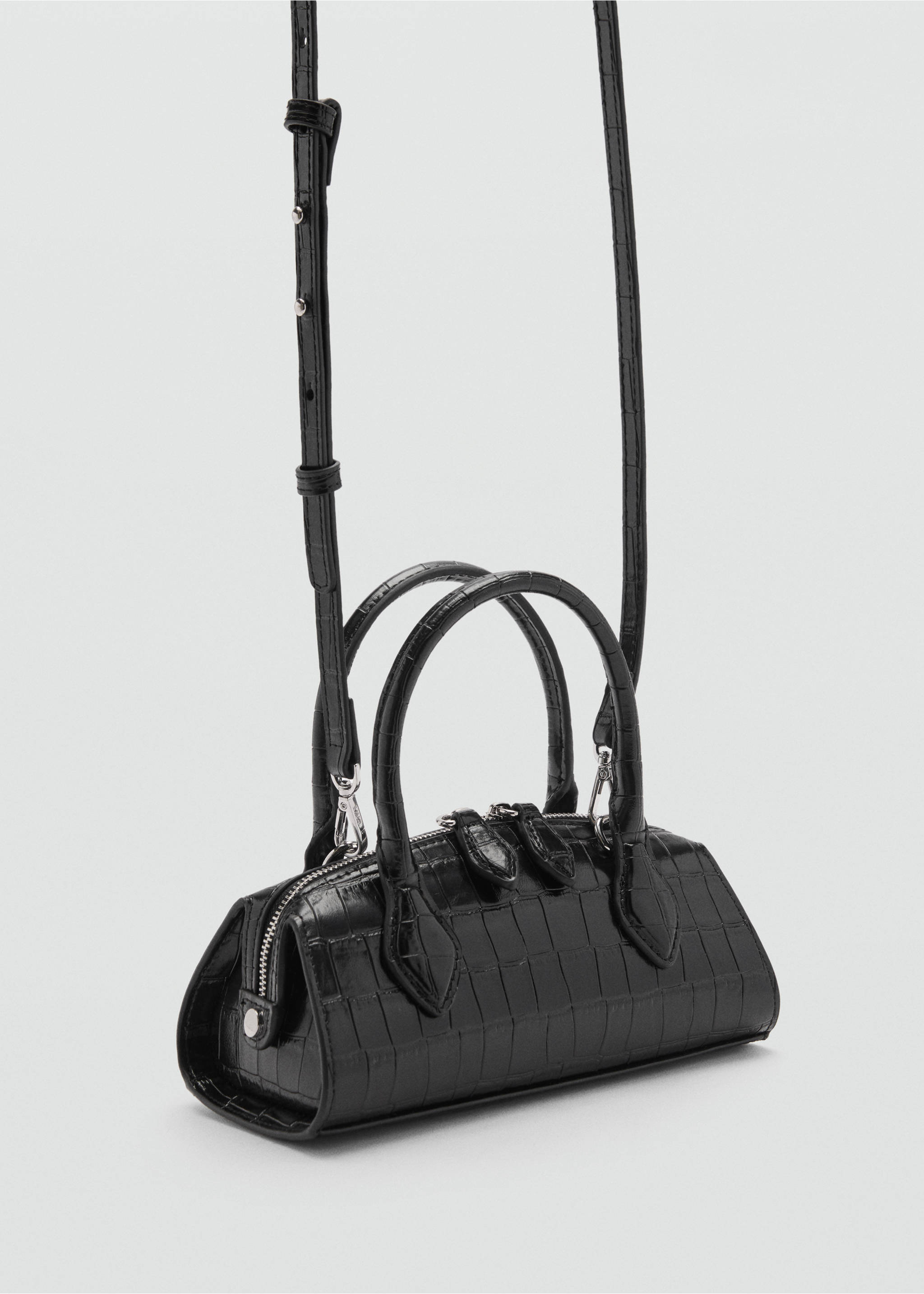 Croc-effect bag - Medium plane, Black. Ref: 77047695-00.