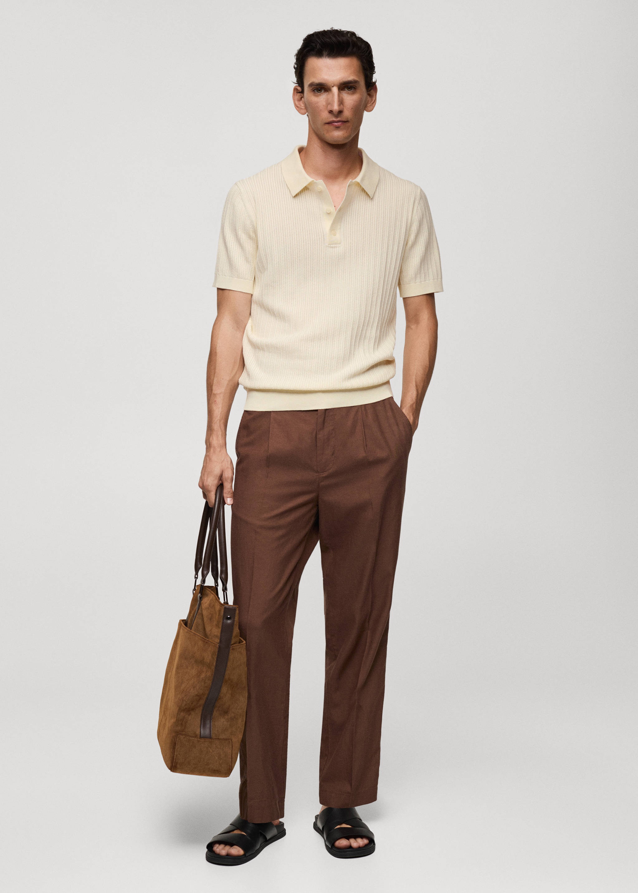 Fine-knit herringbone polo shirt - General plane