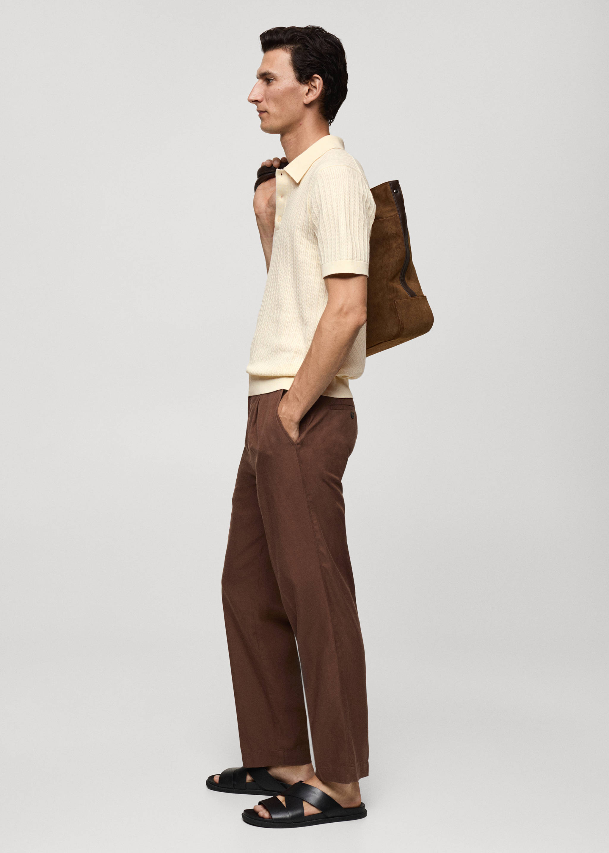 Fine-knit herringbone polo shirt - Details of the article 2