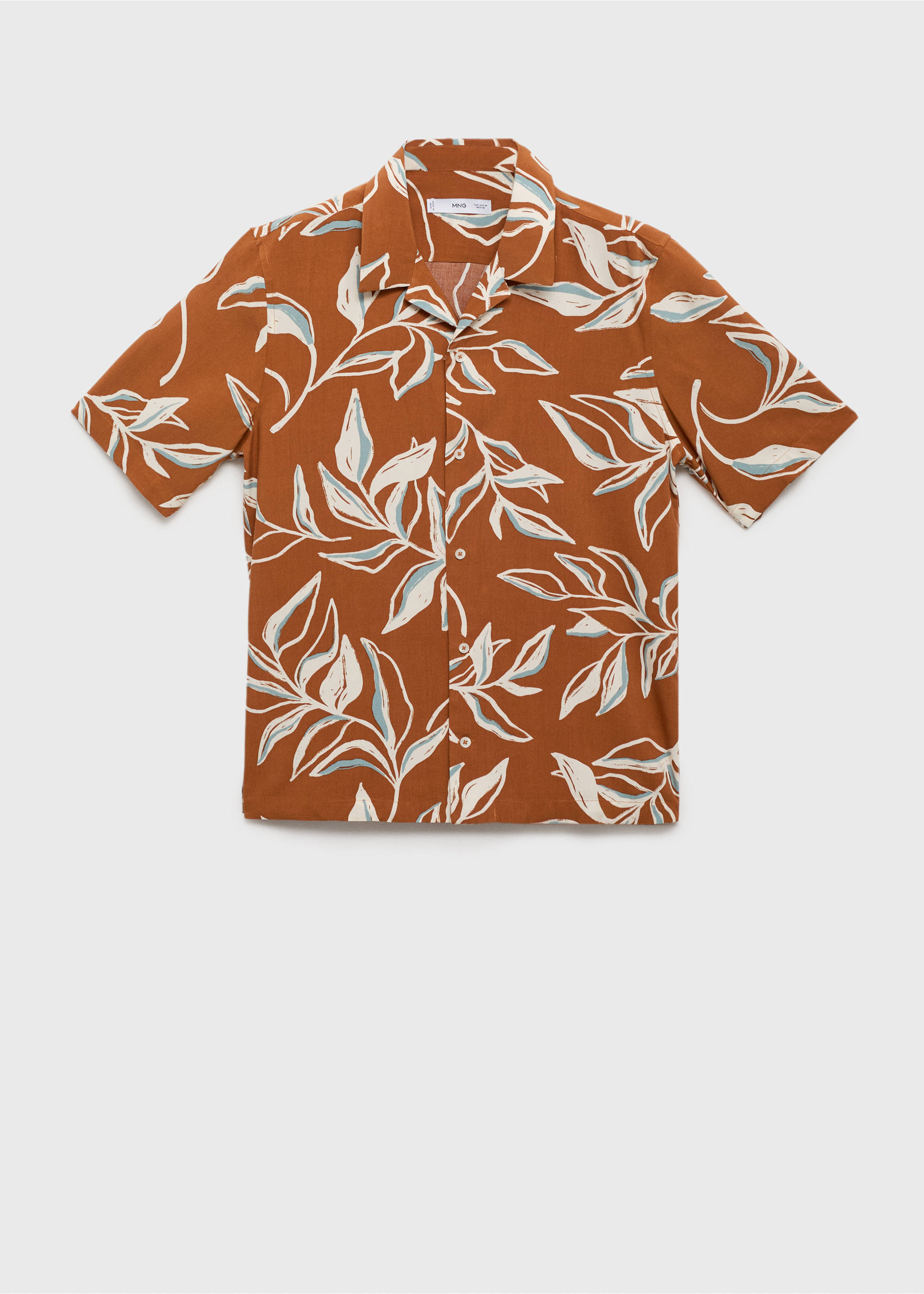 Regular-fit Hawaiian-print shirt - Article without model, Brown. Ref: 77047702-00.