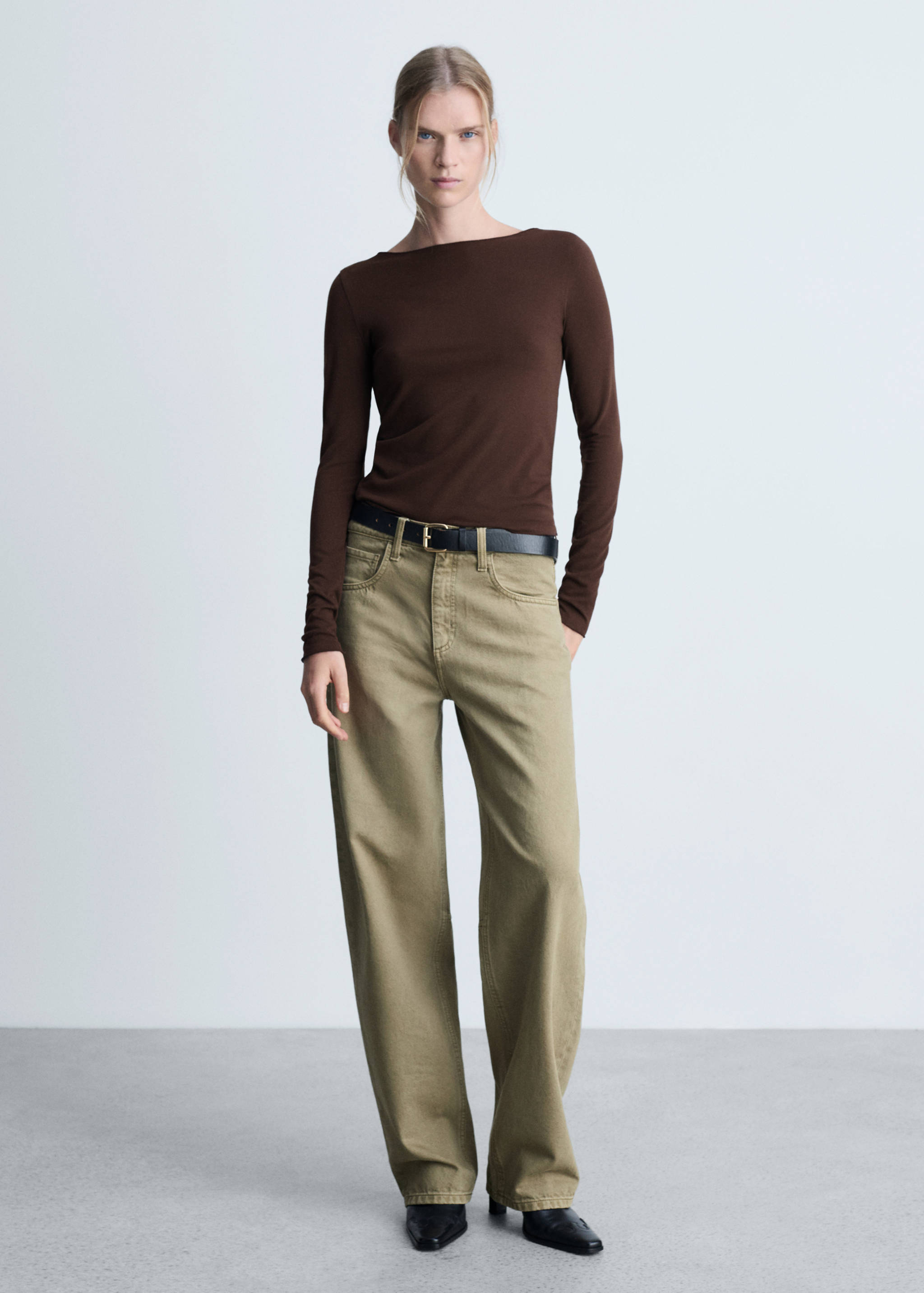 Long-sleeved boat-neck t-shirt - General plane