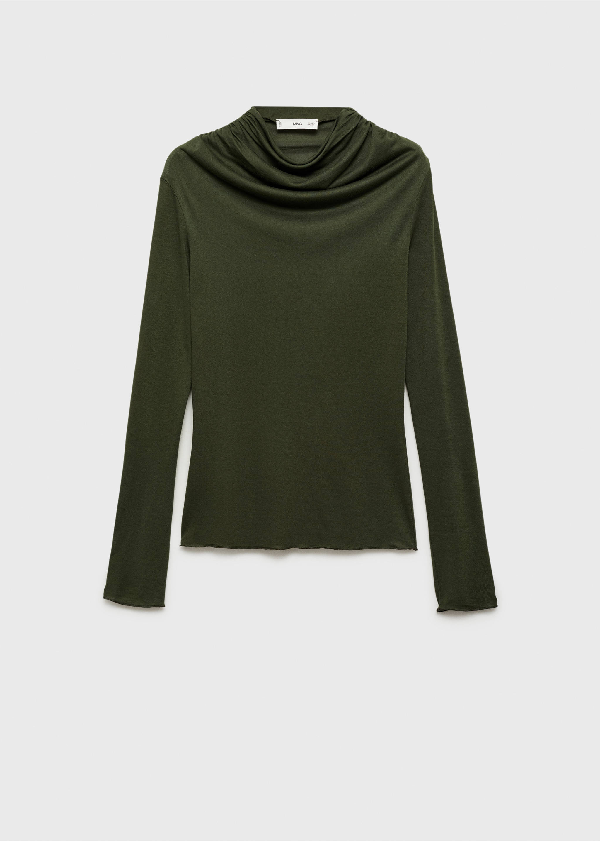 Round-neck long-sleeved t-shirt - Article without model, Khaki. Ref: 77047718-00.
