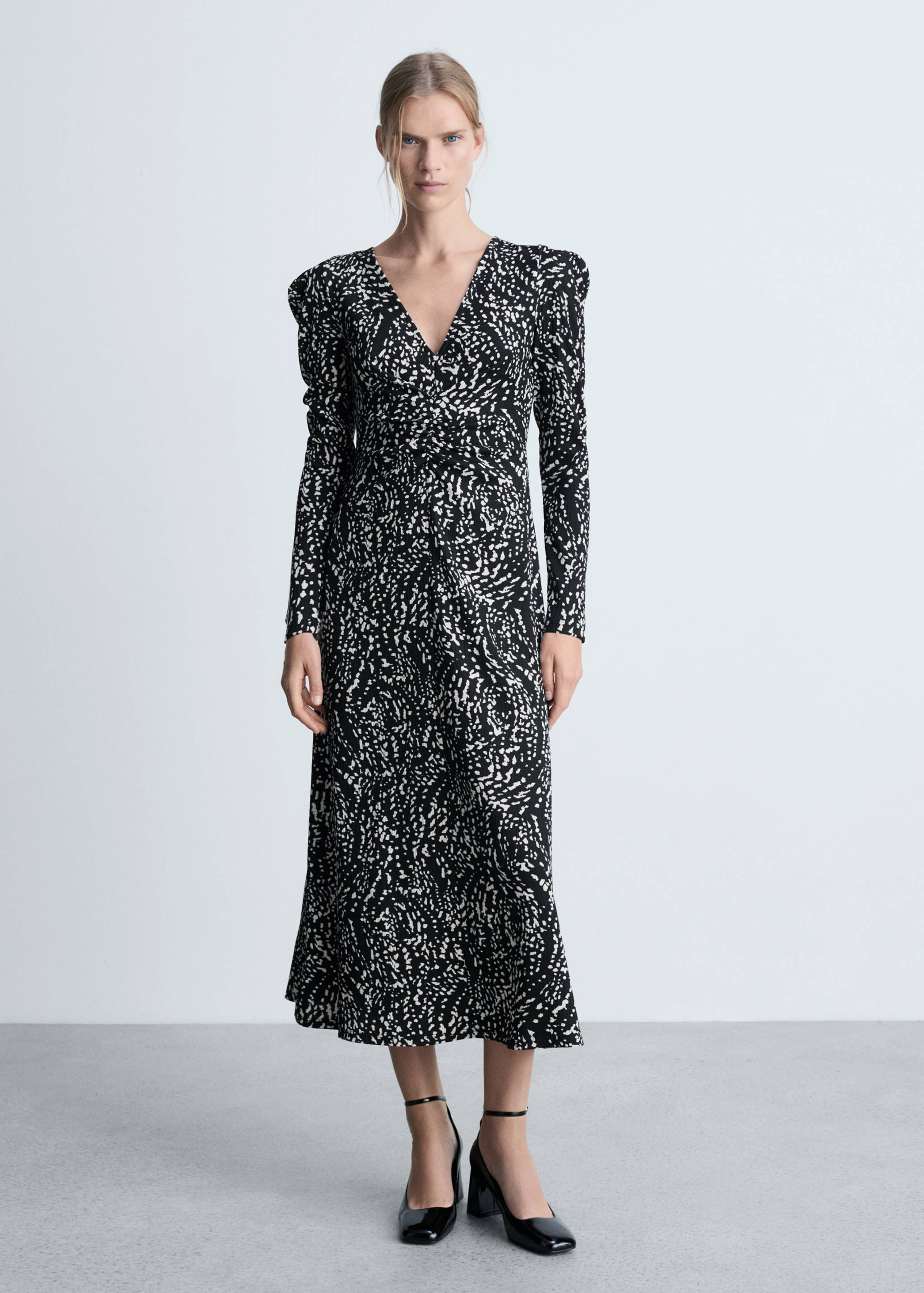 Haljina s printom i balon rukavima - Opći prikaz