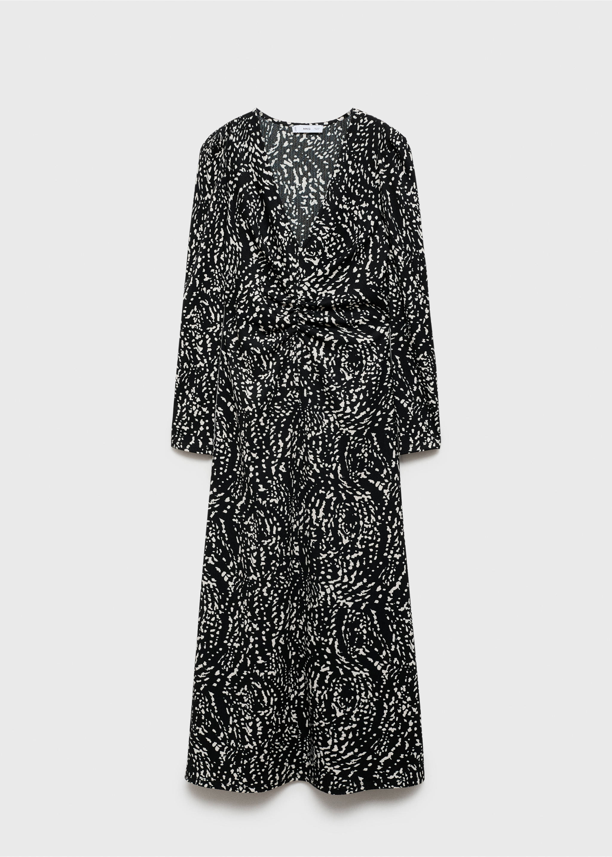 Printed dress with balloon sleeves - Article without model, Black. Ref: 77047719-00.