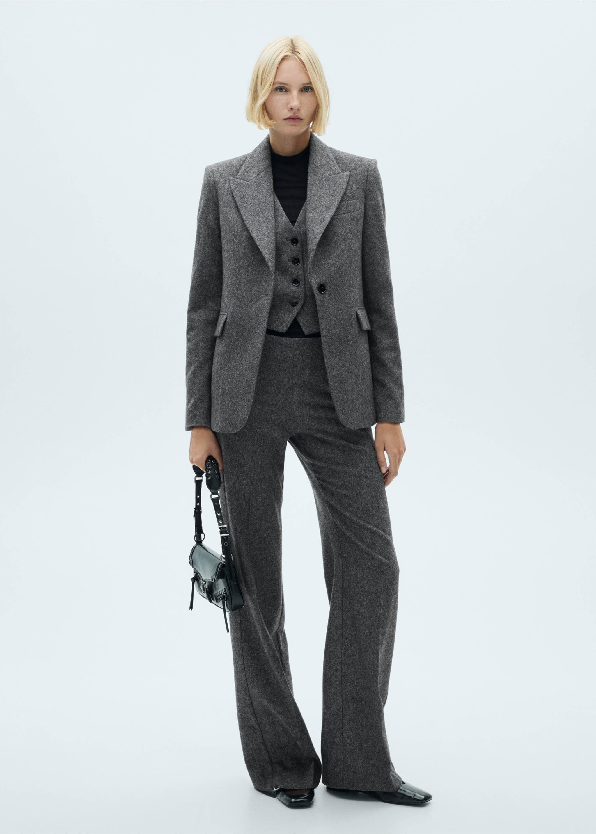 Marbled wool suit trousers - General plane, Black. Ref: 77047720-00.