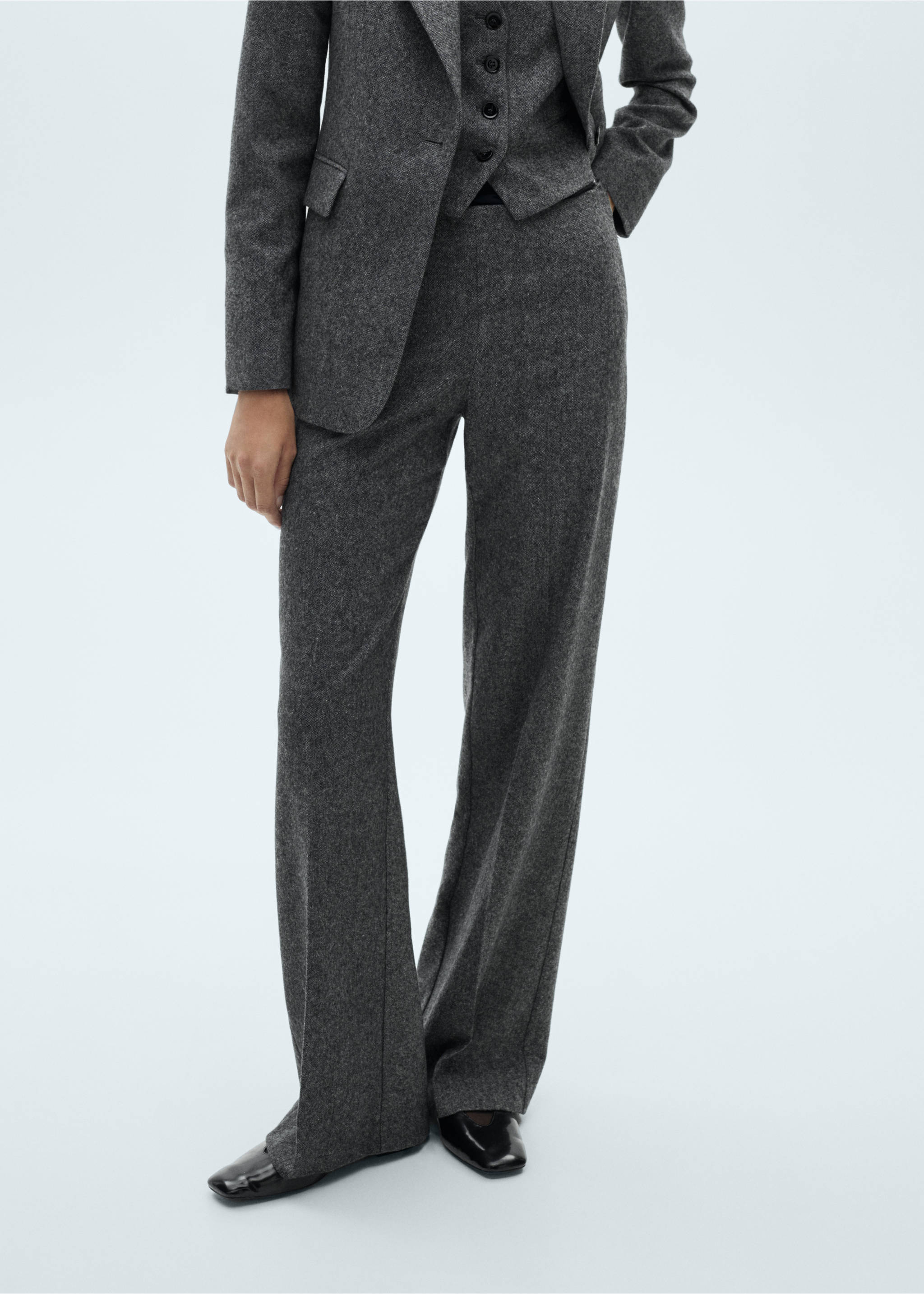 Marbled wool suit trousers - Medium plane, Black. Ref: 77047720-00.
