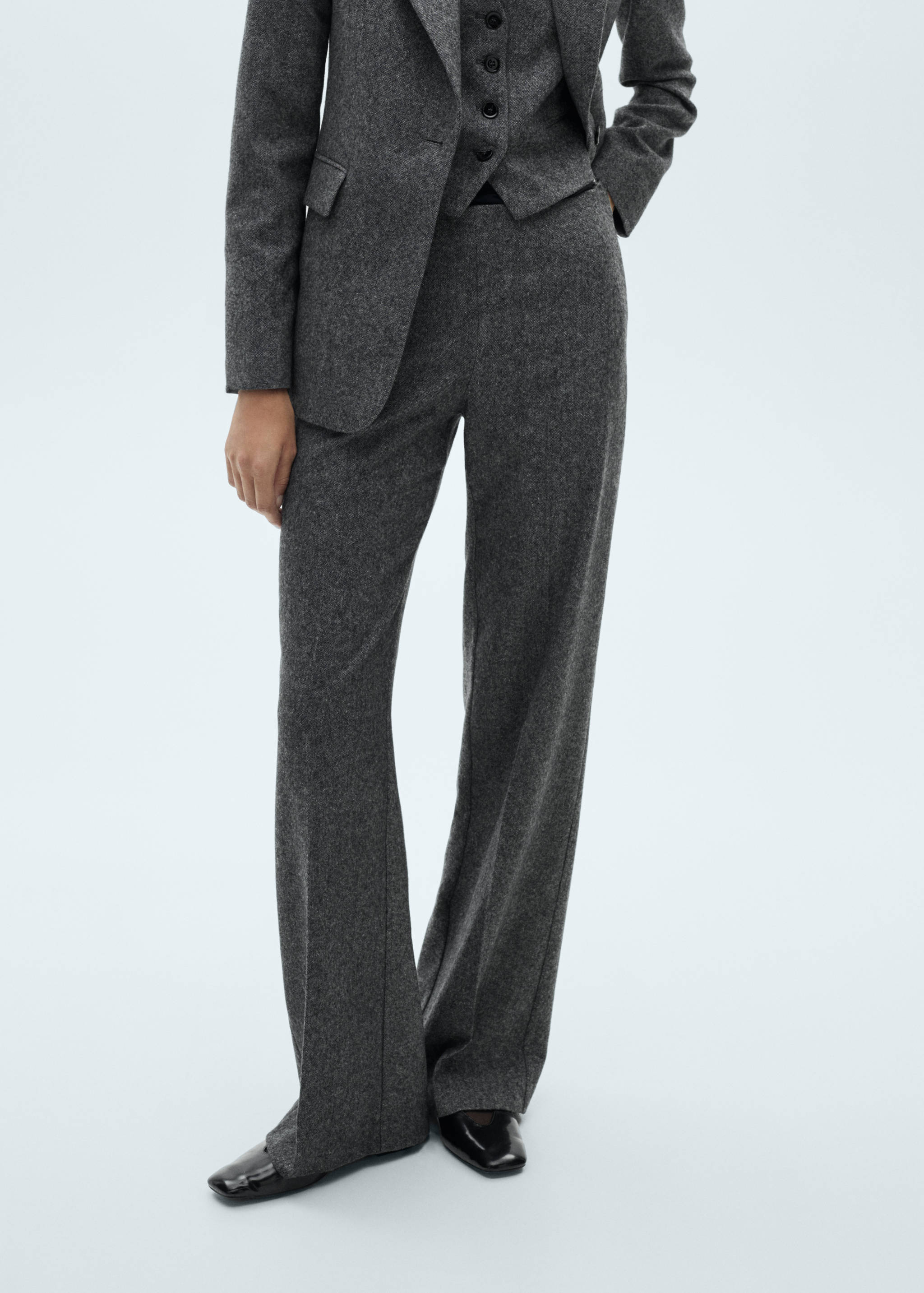 Melierte Woll-Anzughose - Mittlere Ansicht