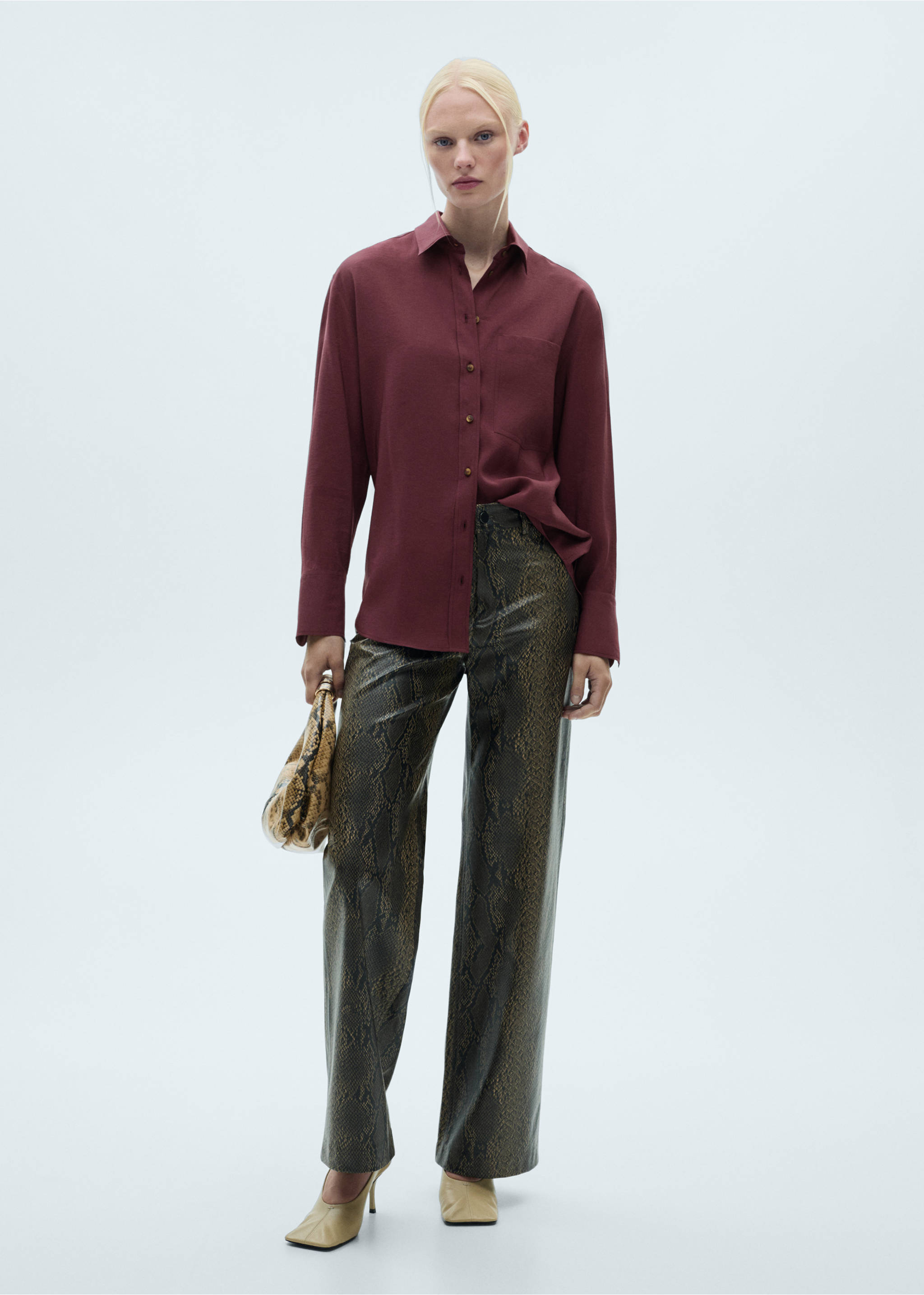 T-Shirt aus Modal mit Tasche - Allgemeine Ansicht, Violett. Ref: 77047721-00.