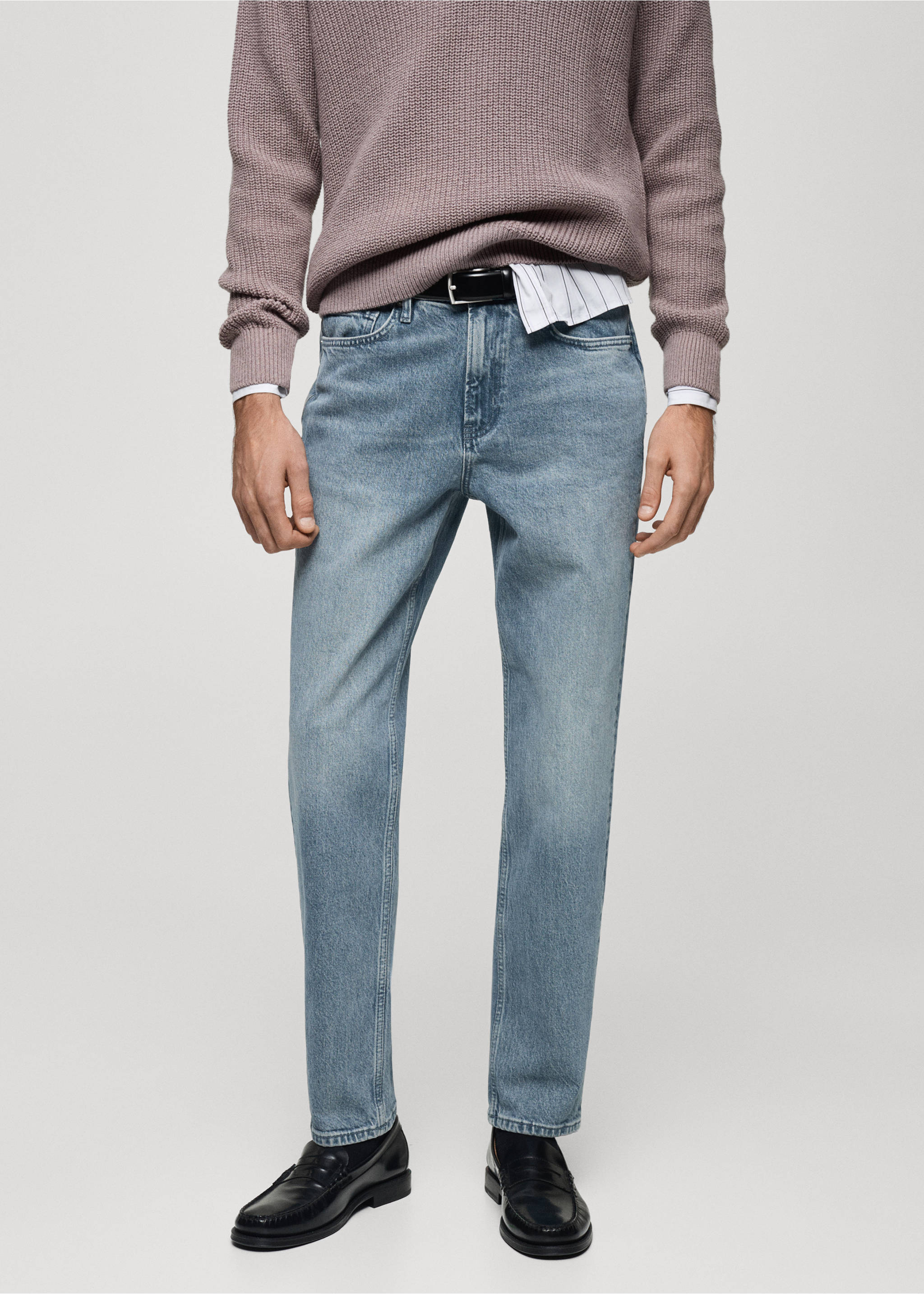 Regular-Fit-Jeans im Used-Look - Mittlere Ansicht, Petrolblau. Ref: 77047913-00.