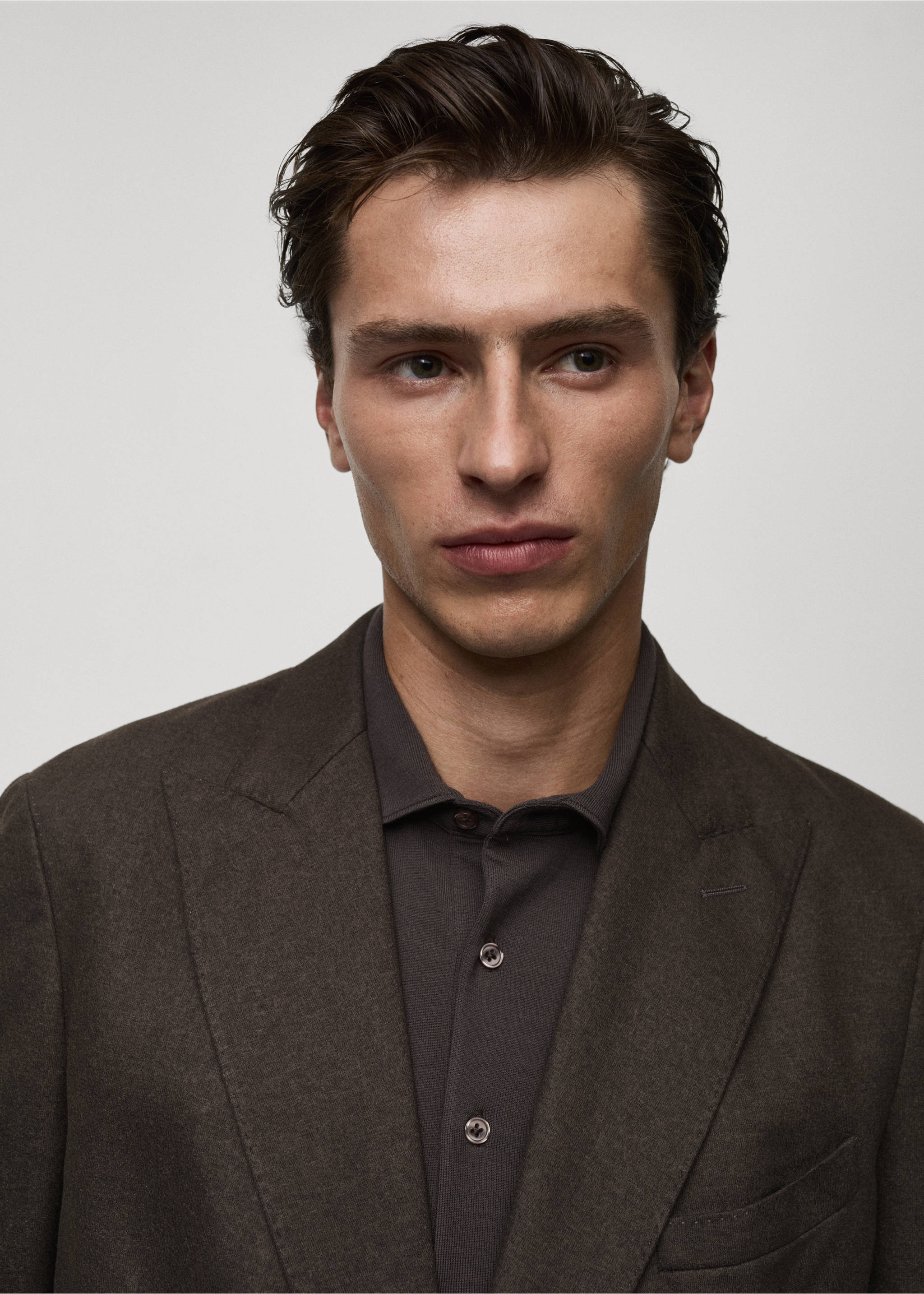 Americana cruzada franela lana virgen - Detalle del artículo 1, Marrón. Ref: 77047918-00.