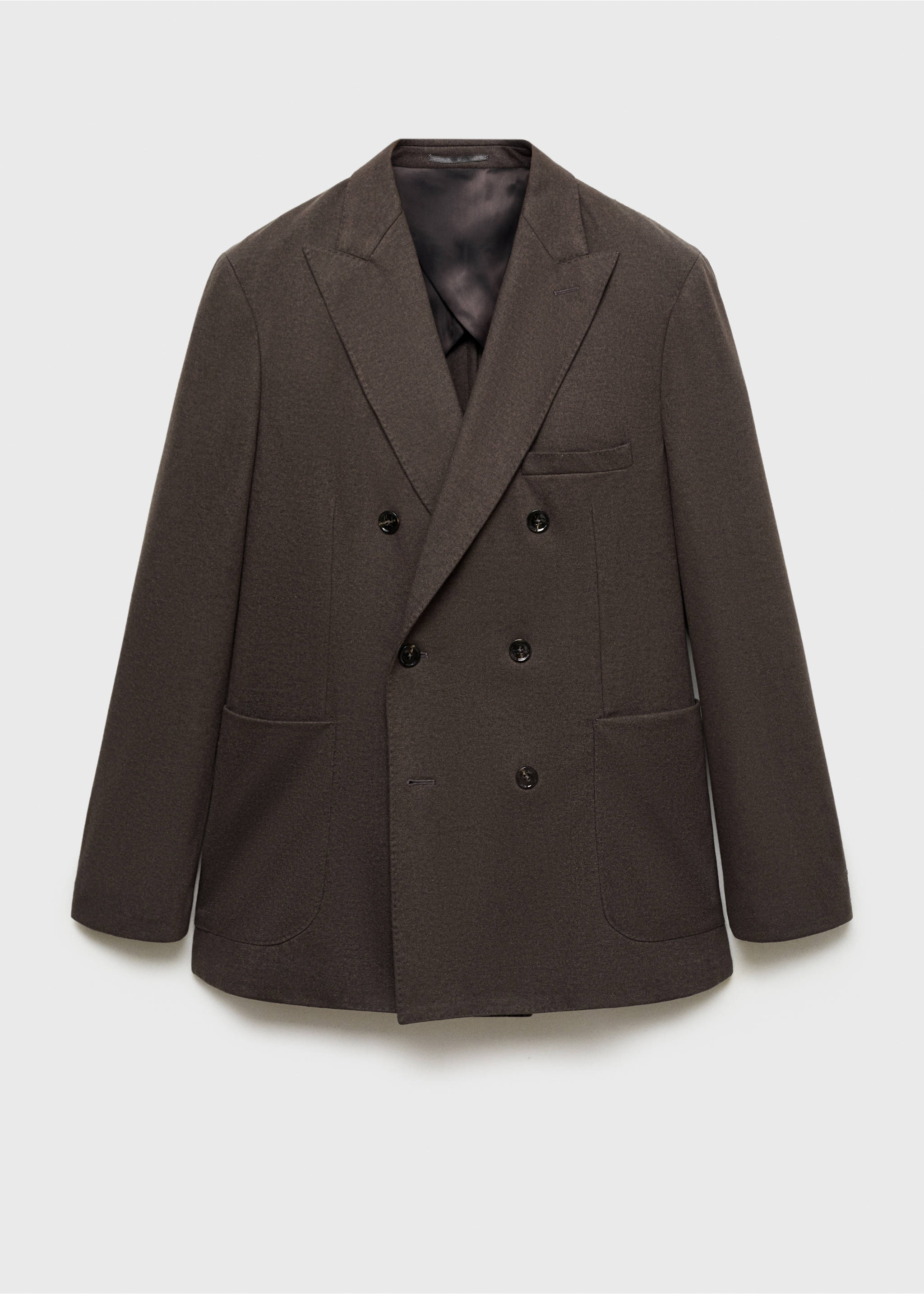 Americana cruzada franela lana virgen - Artículo sin modelo, Marrón. Ref: 77047918-00.