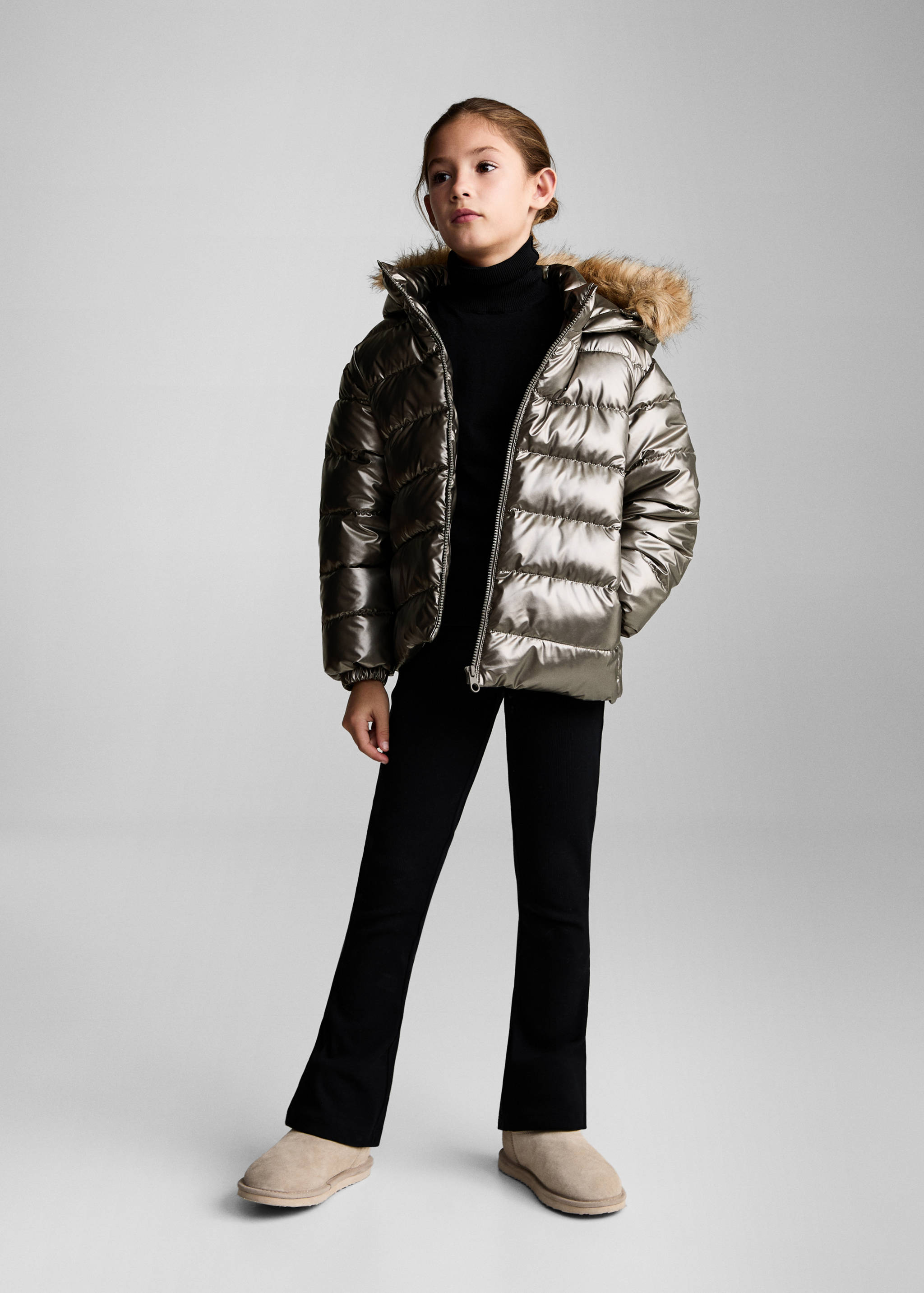 Metallic puffer jacket - General plane