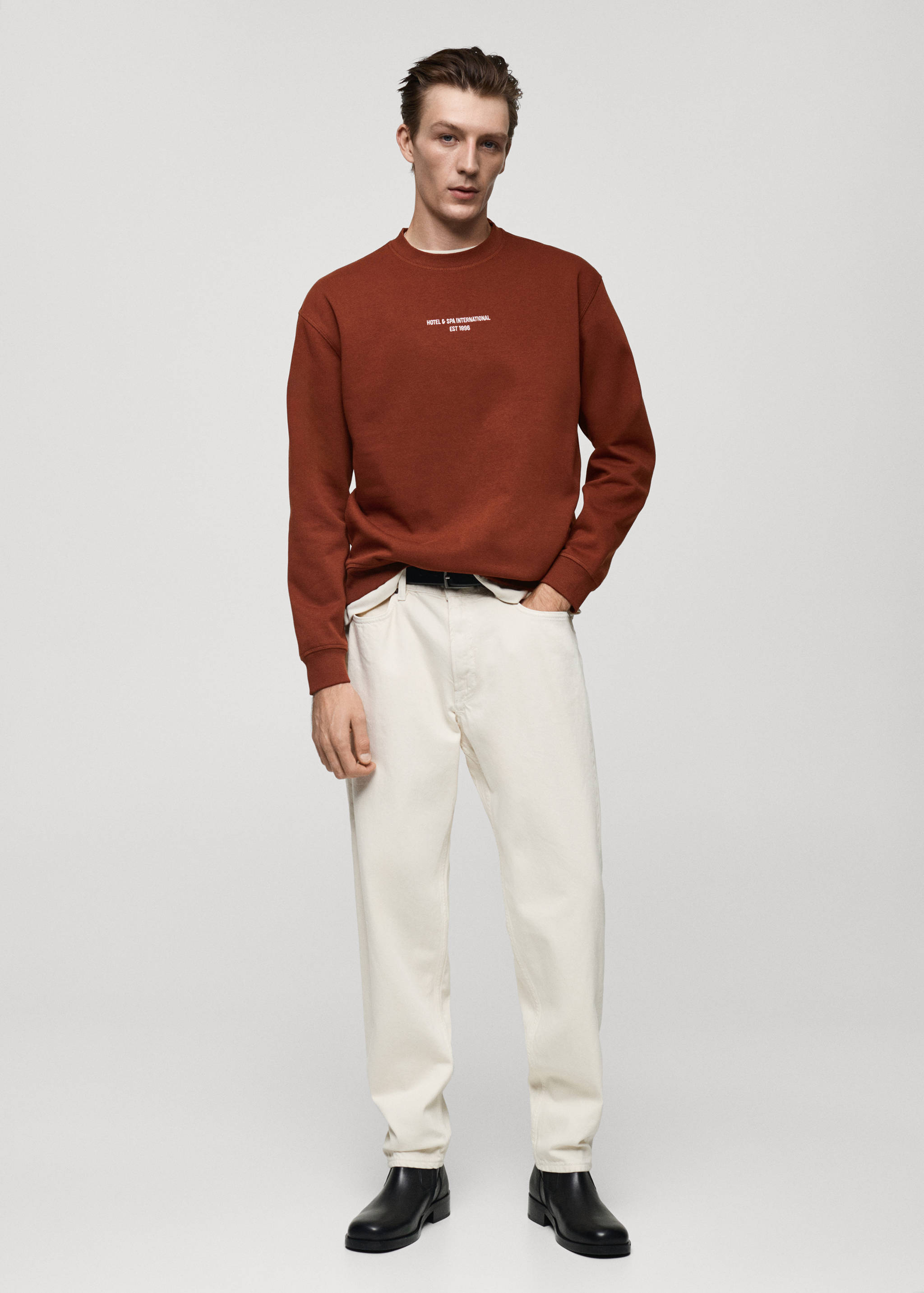 Sweatshirt estampada com texto relaxed fit - Plano geral