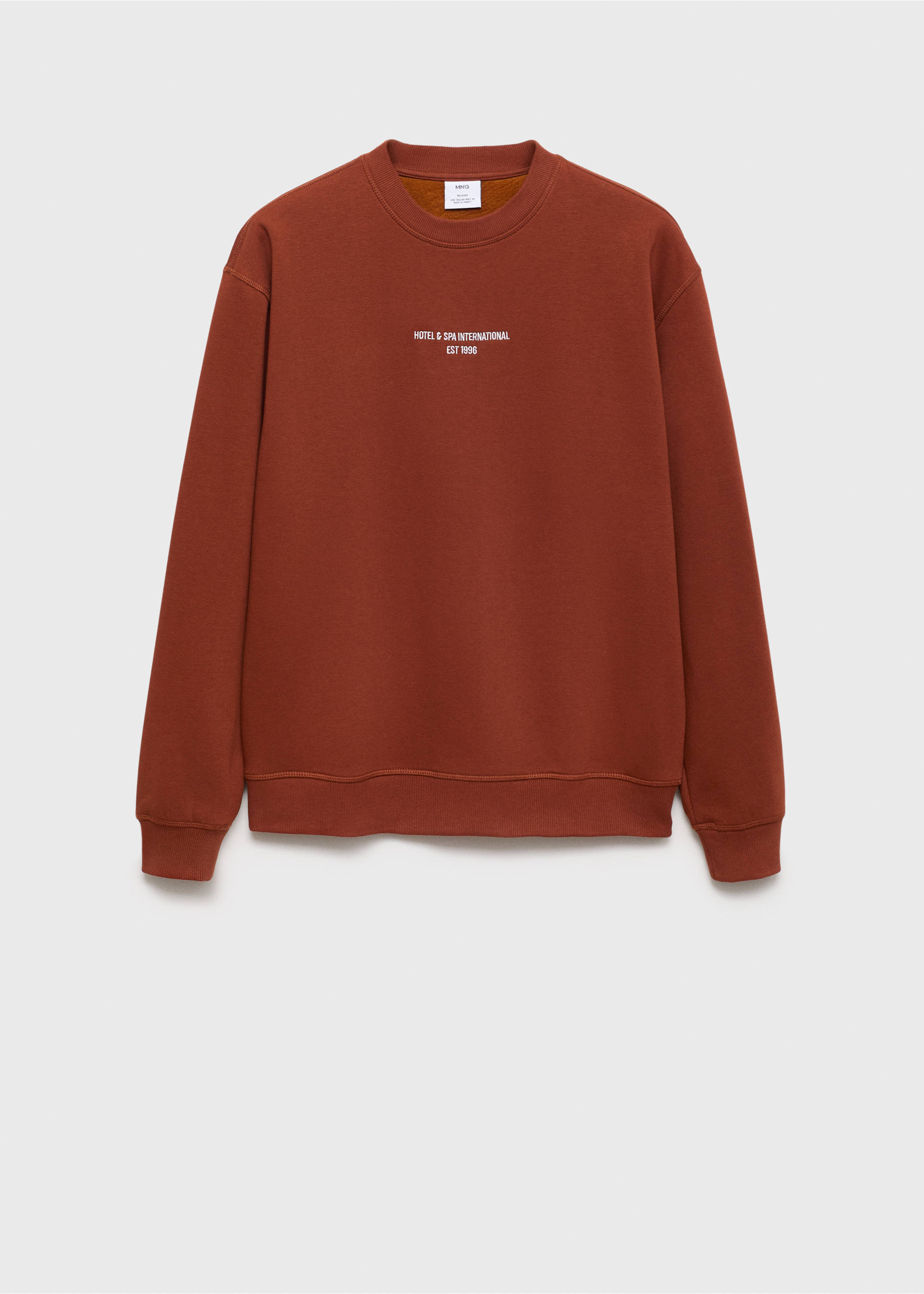 Relaxed-fit sweatshirt with text print - Article without model, Burnt Orange. Ref: 77047922-00.