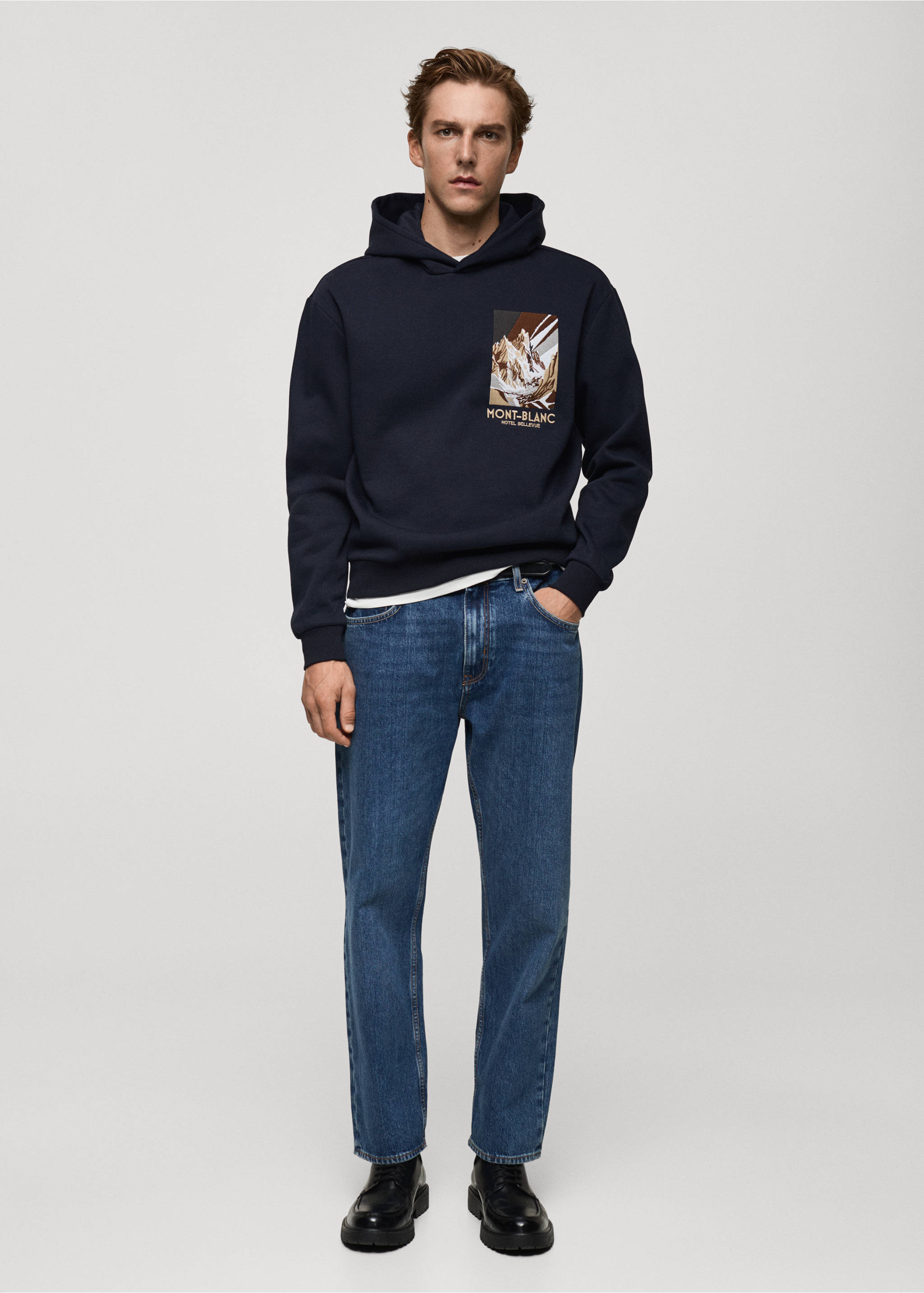 Combined printed cotton sweatshirt - General plane, Dark Navy. Ref: 77047923-00.