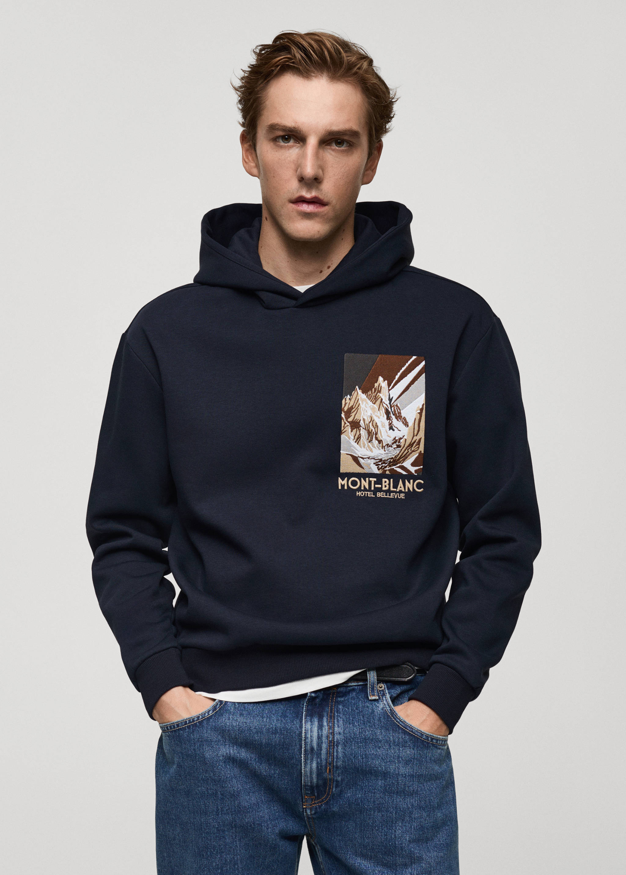 Katoenen sweatshirt met gecombineerde print - Middenvlak