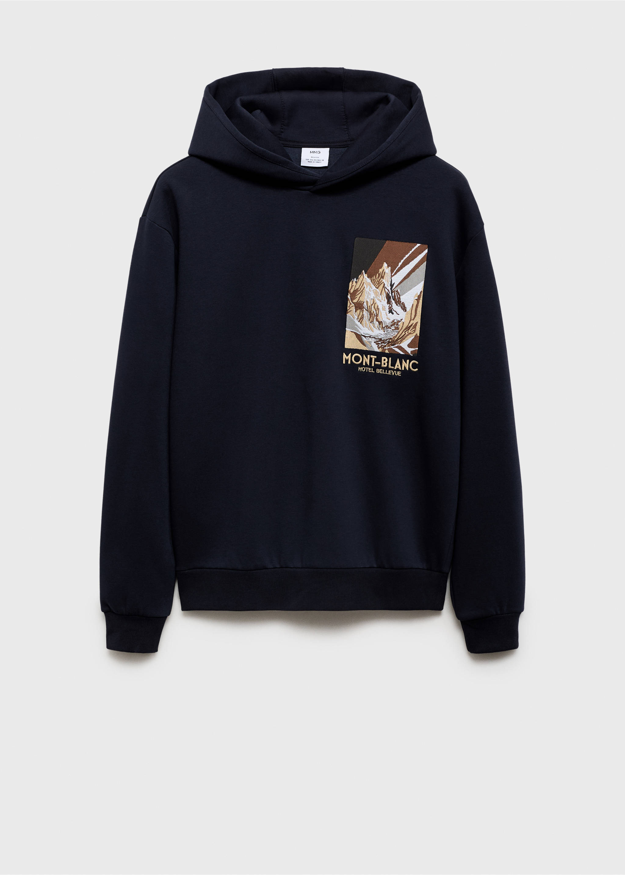 Combined printed cotton sweatshirt - Article without model, Dark Navy. Ref: 77047923-00.